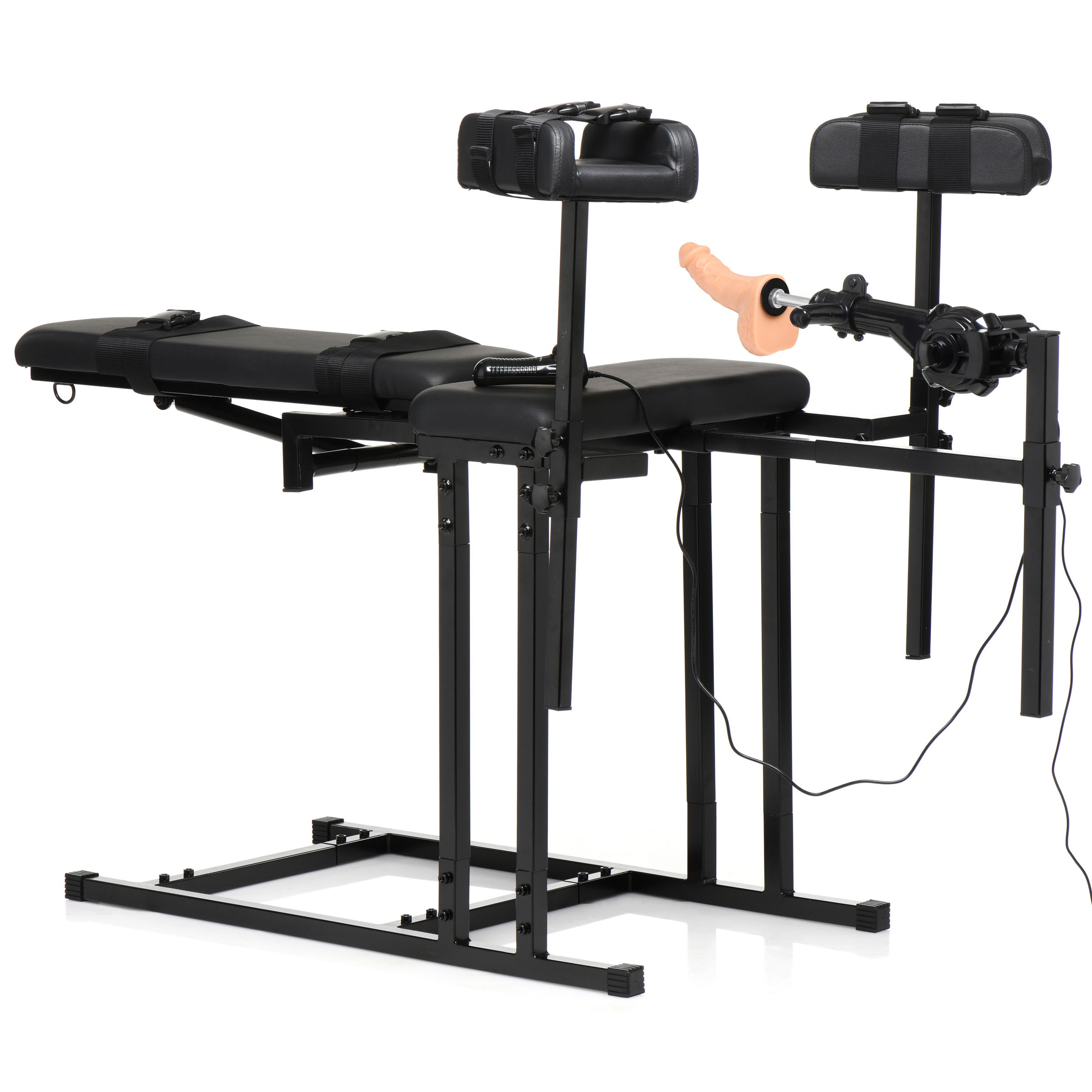 Master Series Ultimate Obedience Chair with Sex Machine Black