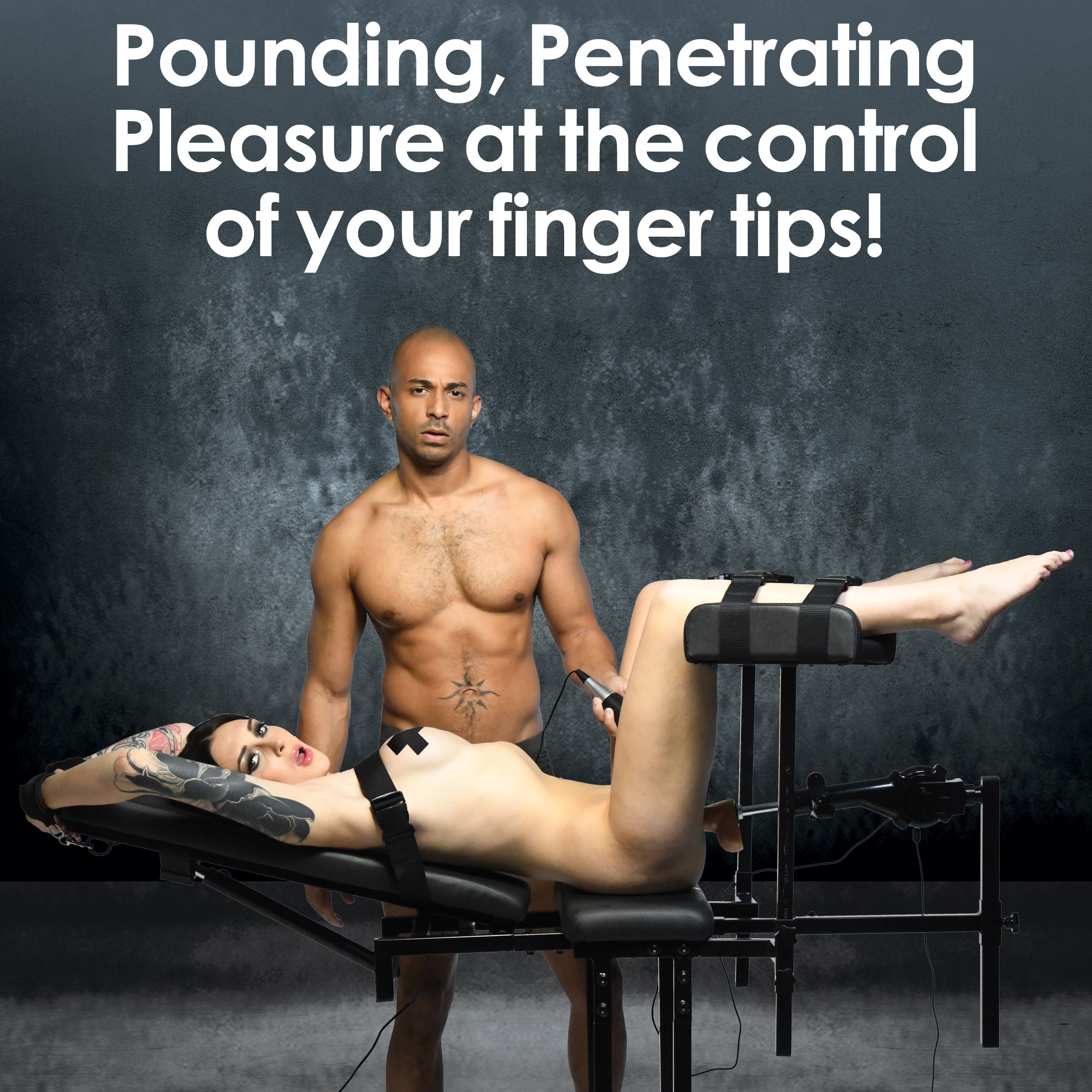 Master Series Ultimate Obedience Chair with Sex Machine Black