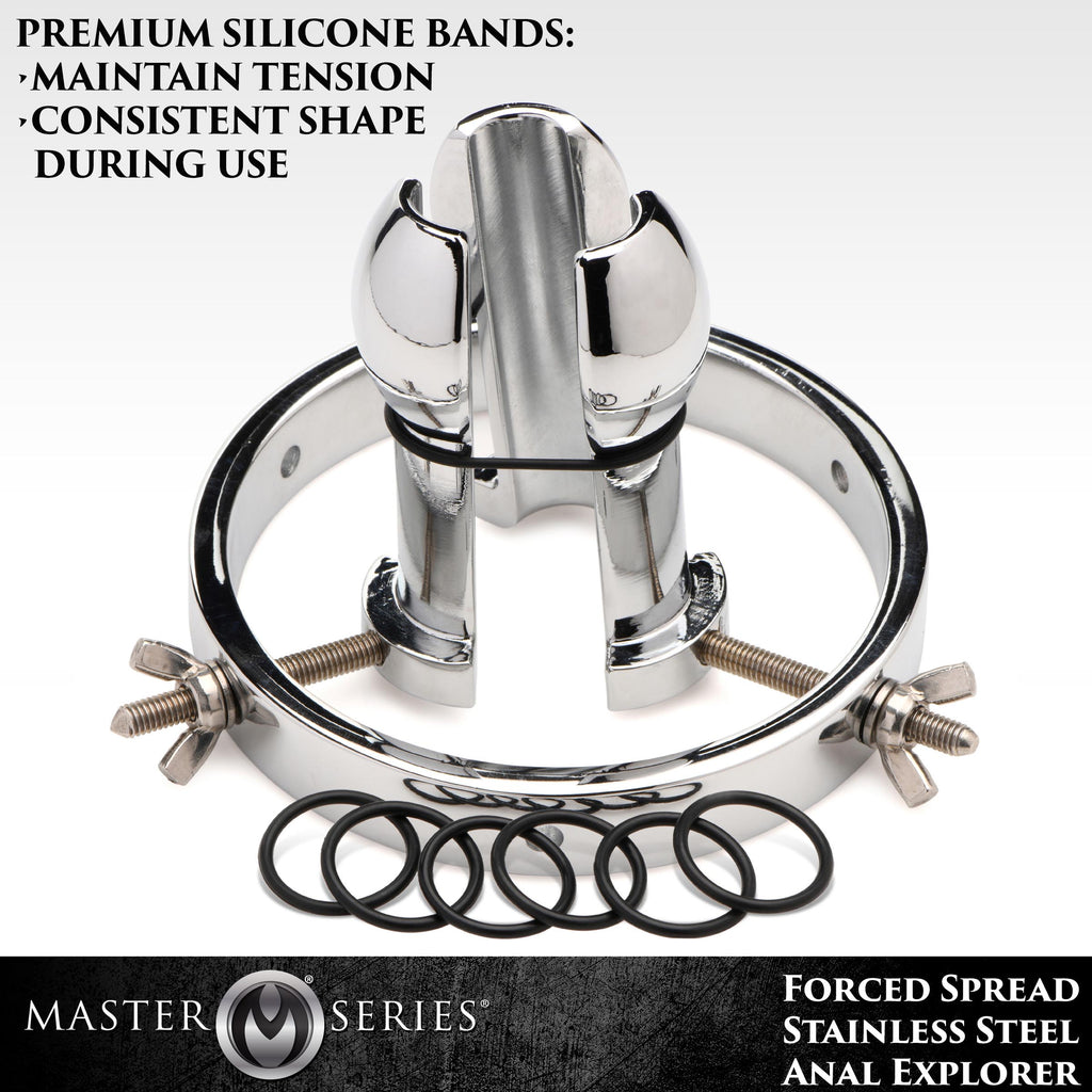 Master Series Forced Spread Stainless Steel Anal Explorer Grey
