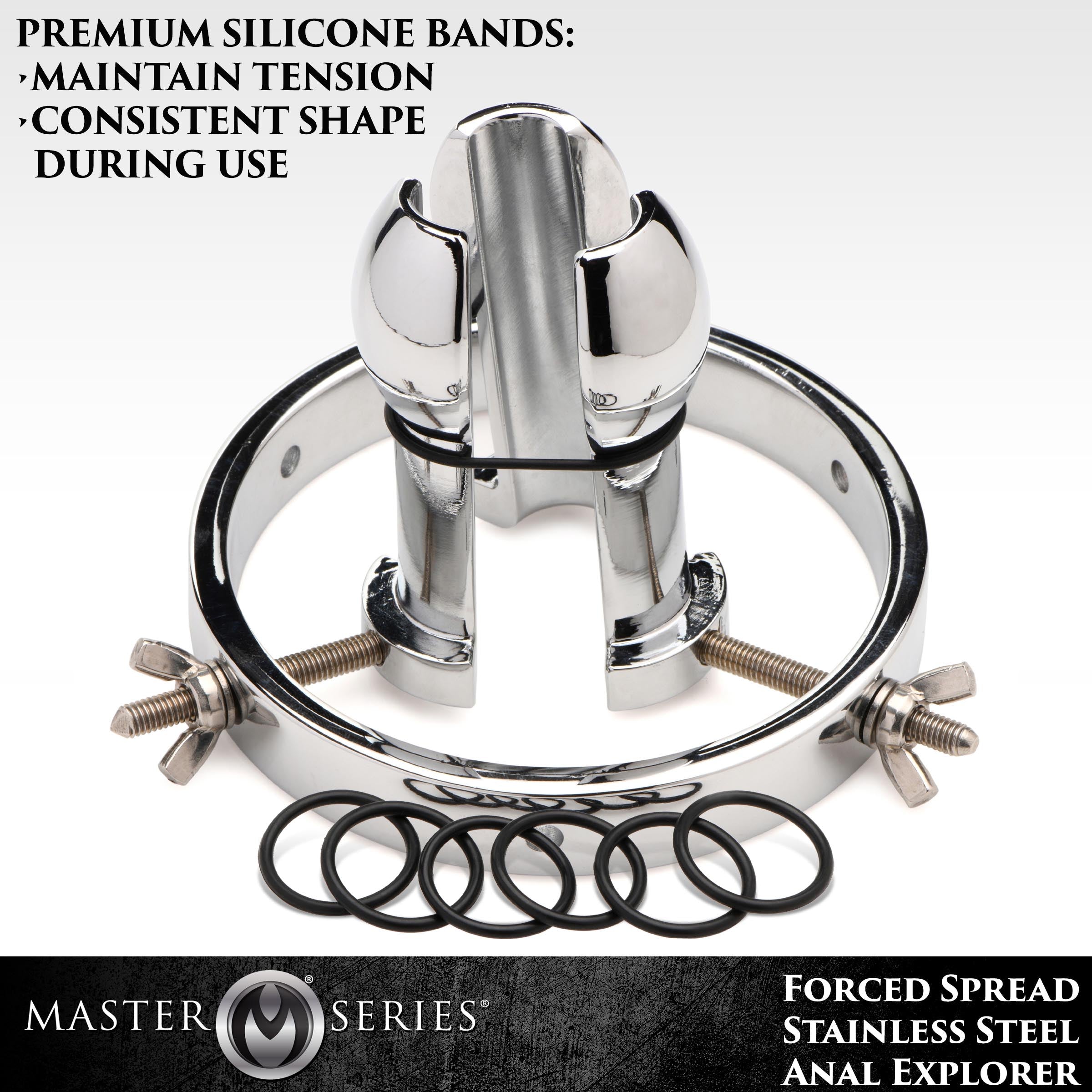 Master Series Forced Spread Stainless Steel Anal Explorer Grey