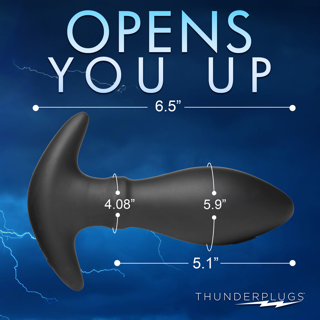 ThunderPlugs Rim Slide 10X Sliding Ring Silicone Butt Plug with Remote Black