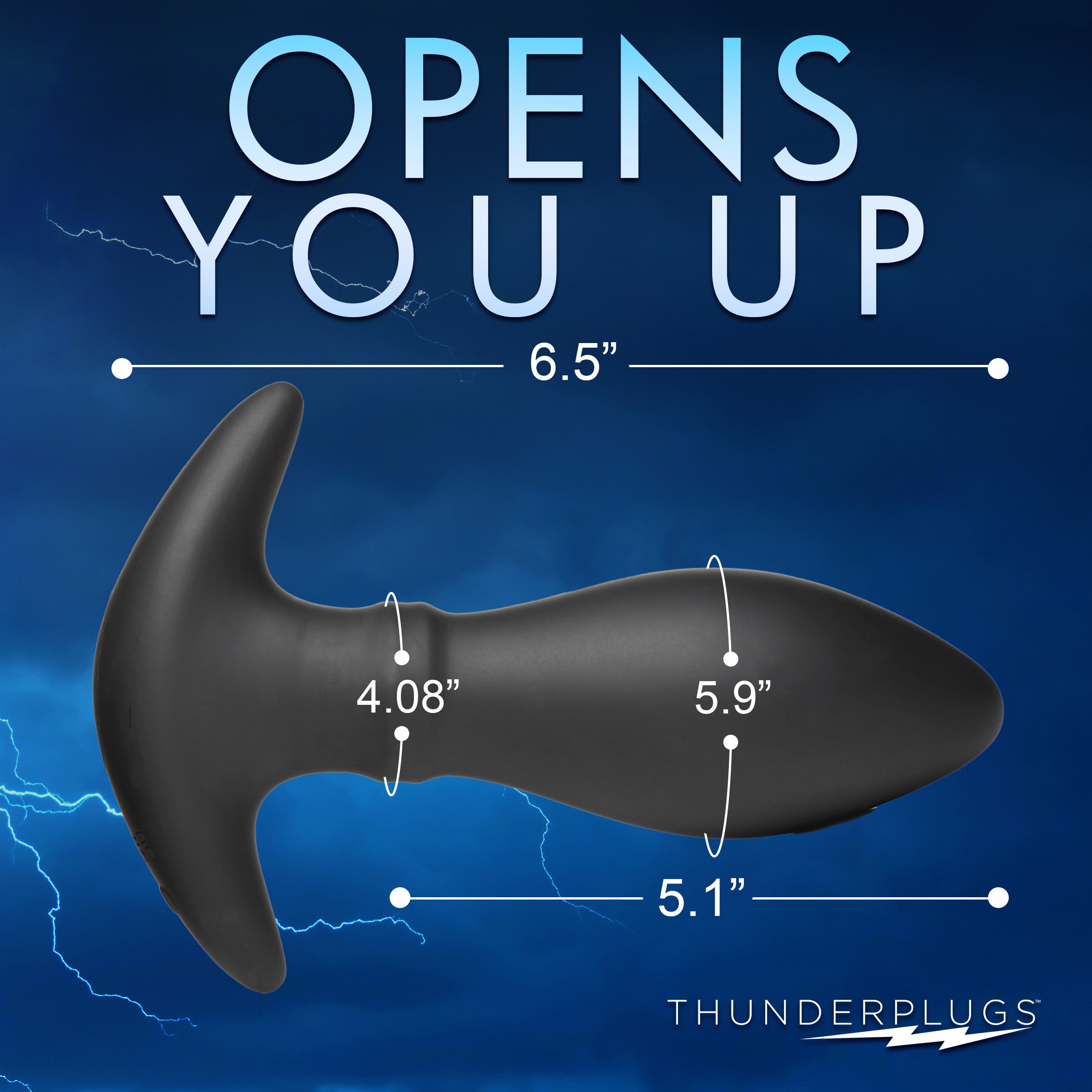 ThunderPlugs Rim Slide 10X Sliding Ring Silicone Butt Plug with Remote Black