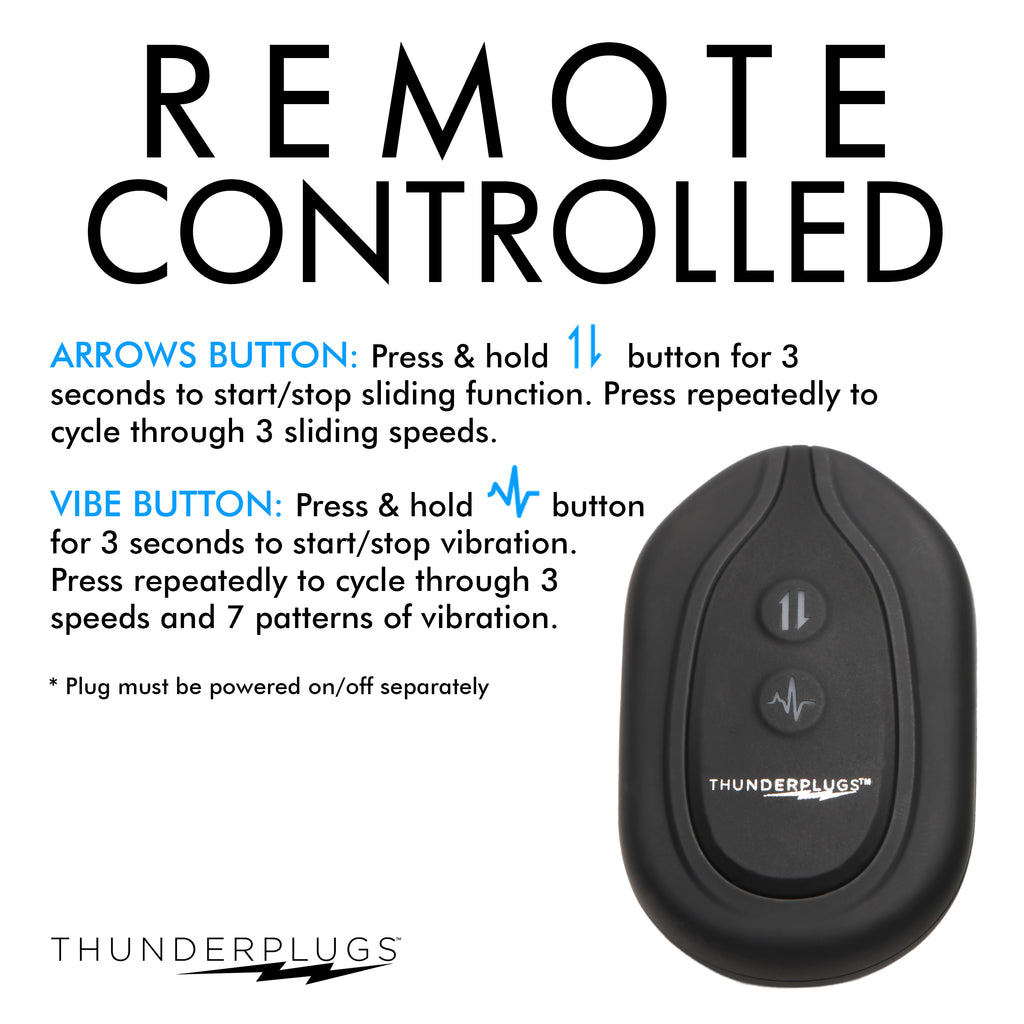 ThunderPlugs 10X Sliding Ring Silicone Missile Plug with Remote Black