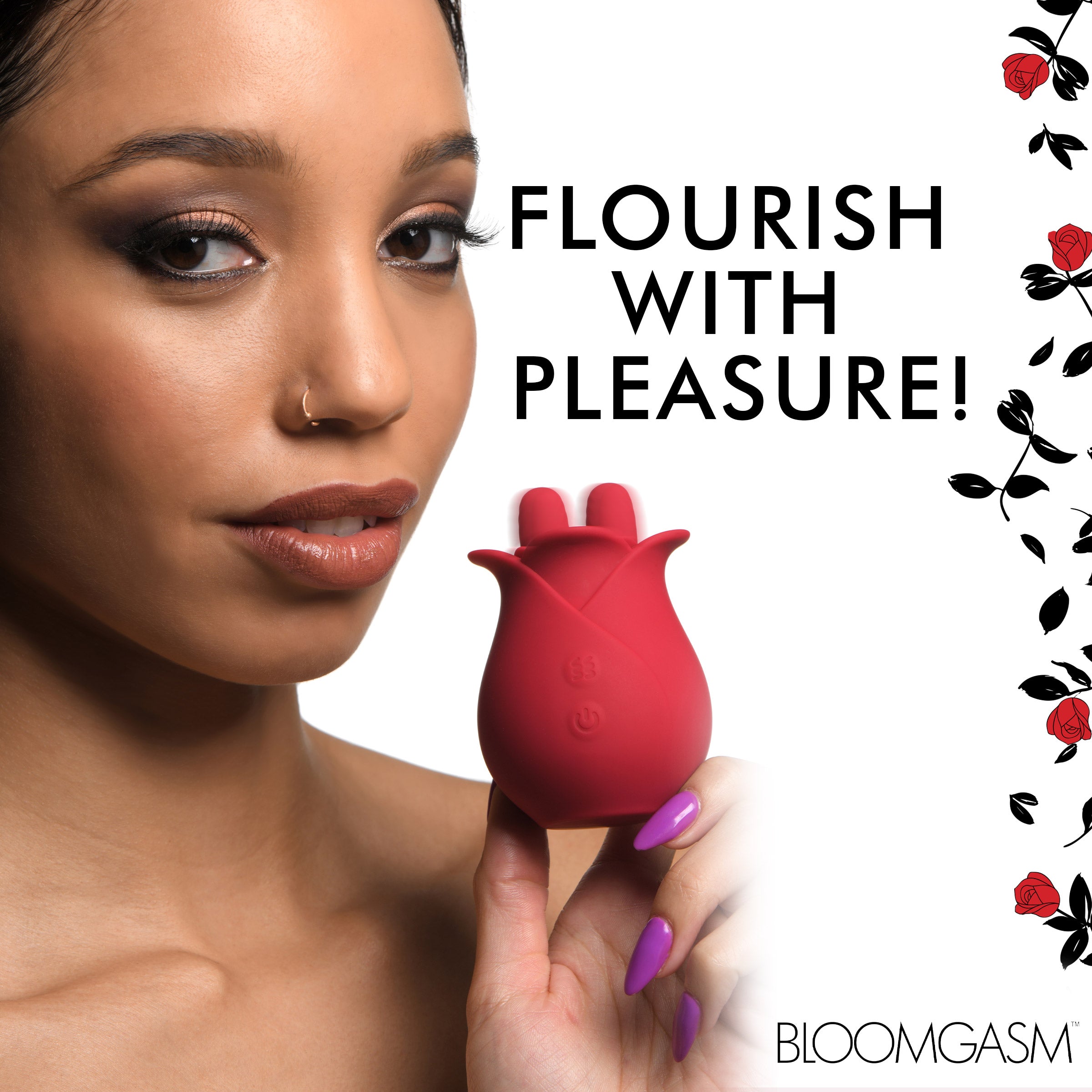 Bloomgasm 10X Fondle Massaging Rose Silicone Clit Stimulators Red