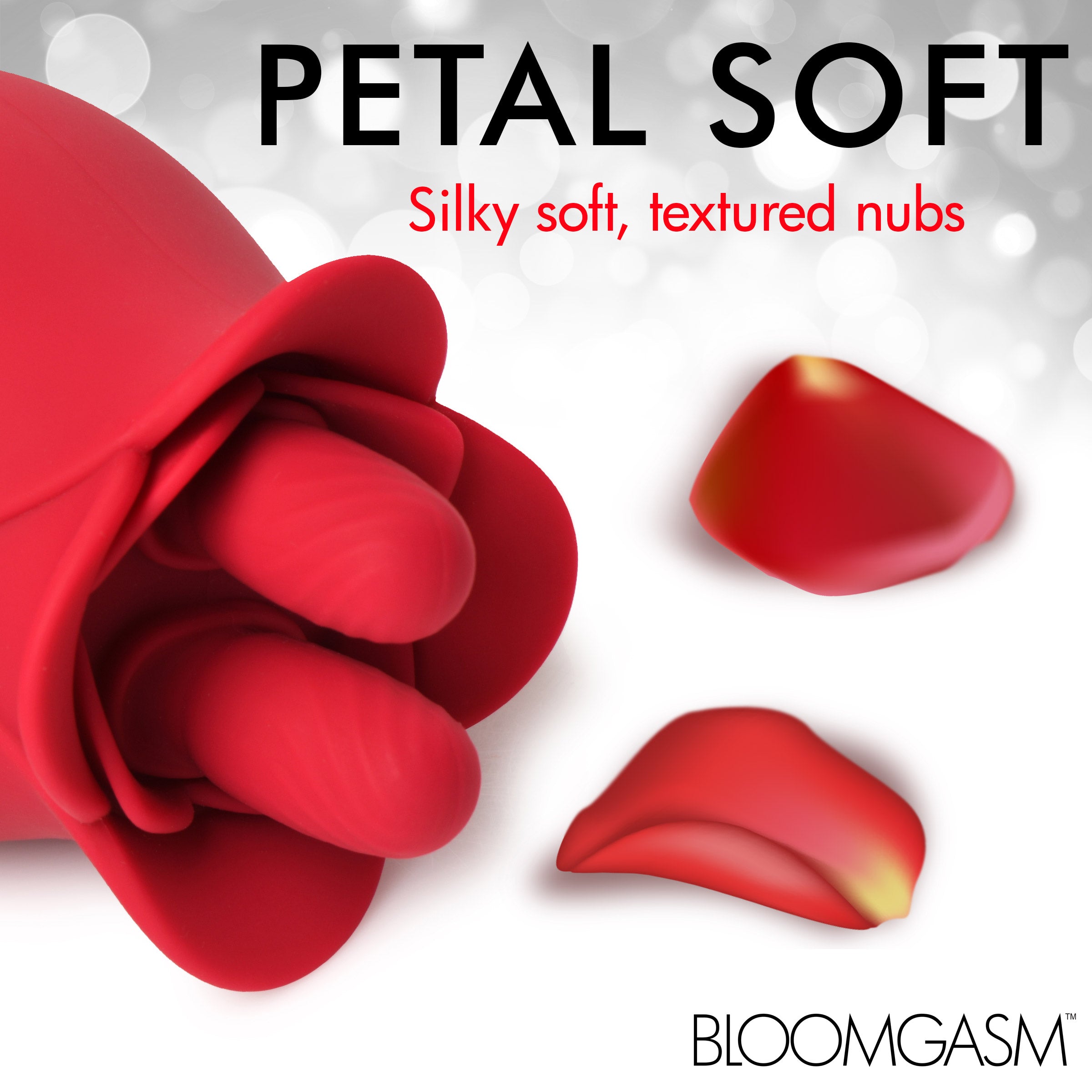 Bloomgasm 10X Fondle Massaging Rose Silicone Clit Stimulators Red