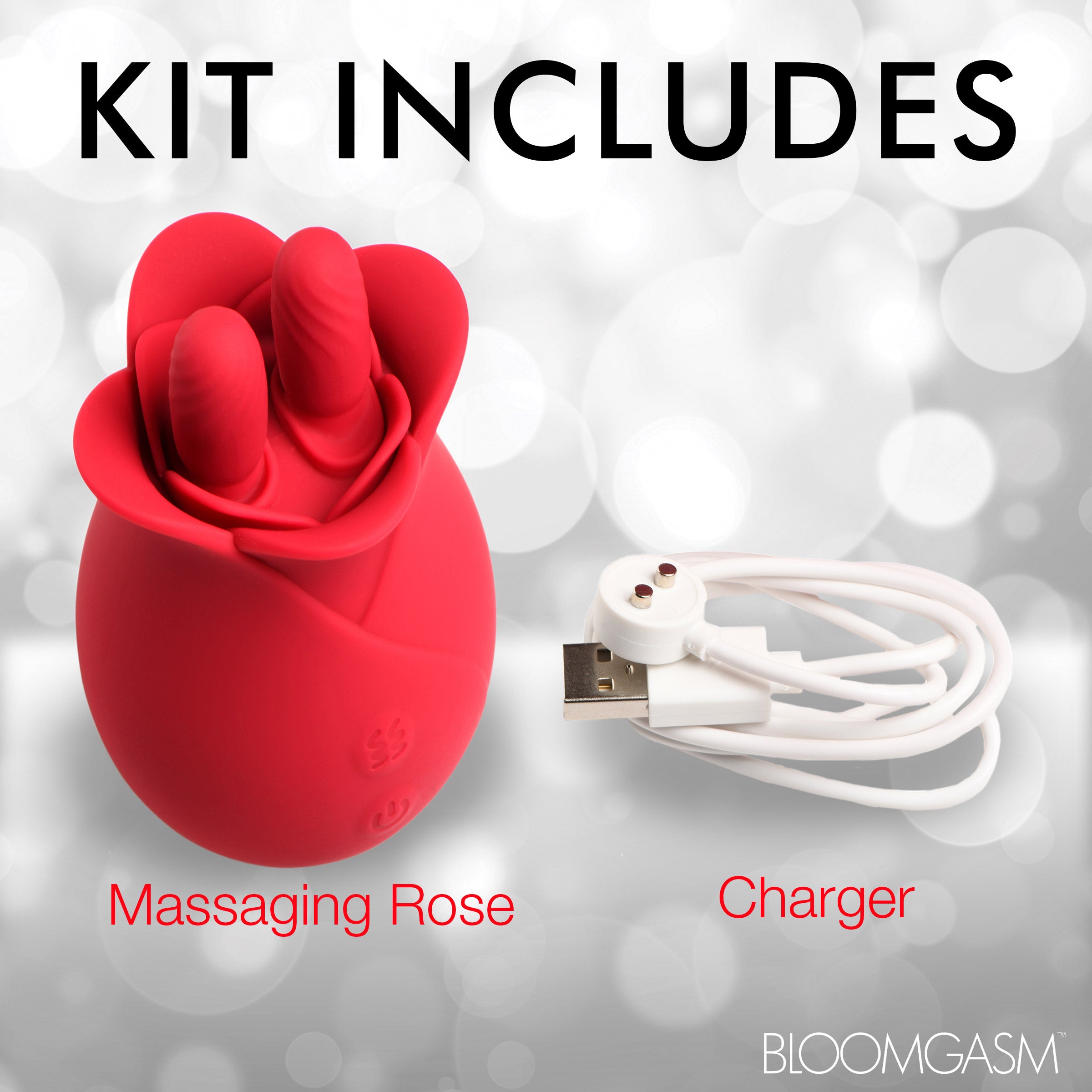 Bloomgasm 10X Fondle Massaging Rose Silicone Clit Stimulators Red