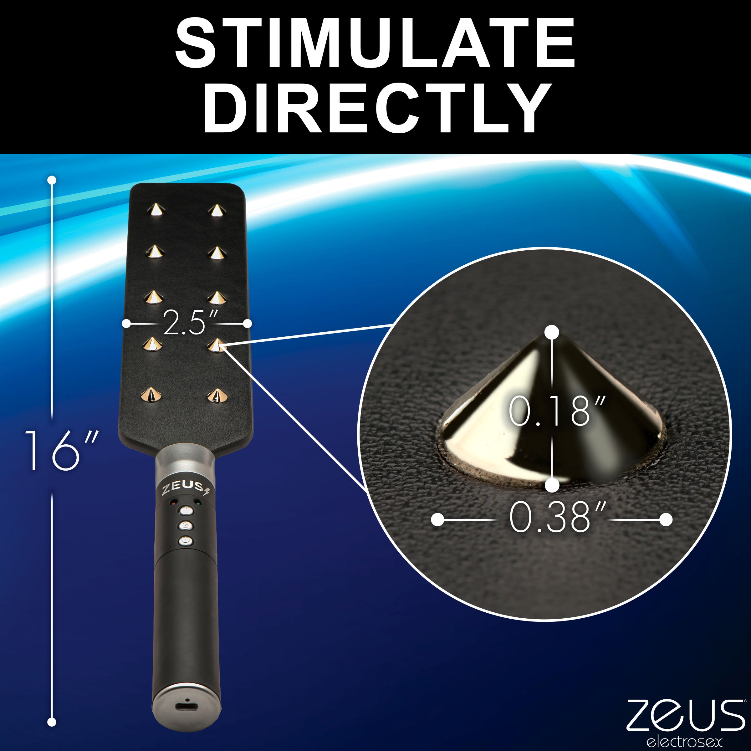 Zeus Electrosex E-stim Spiked Paddle Black