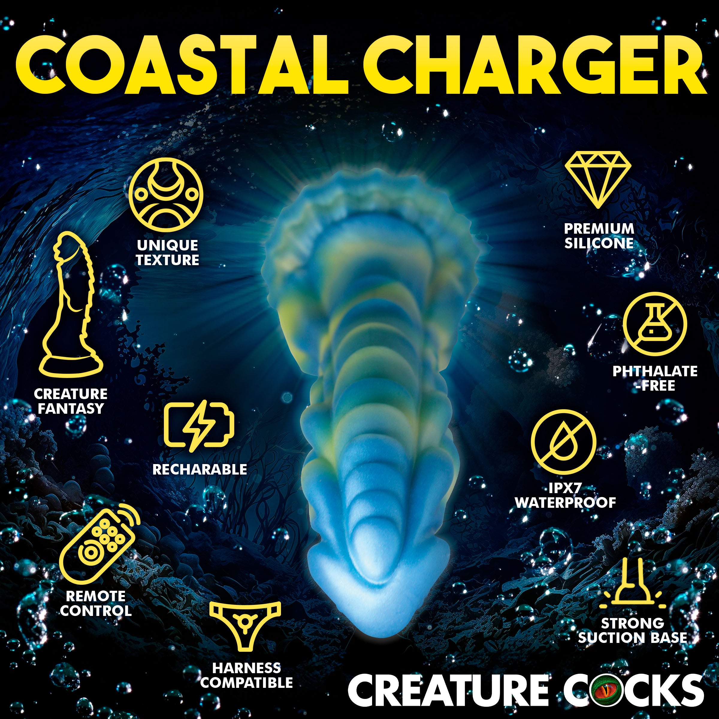 Creature Cocks Sea Stallion Vibrating Silicone Dildo with Remote Multi