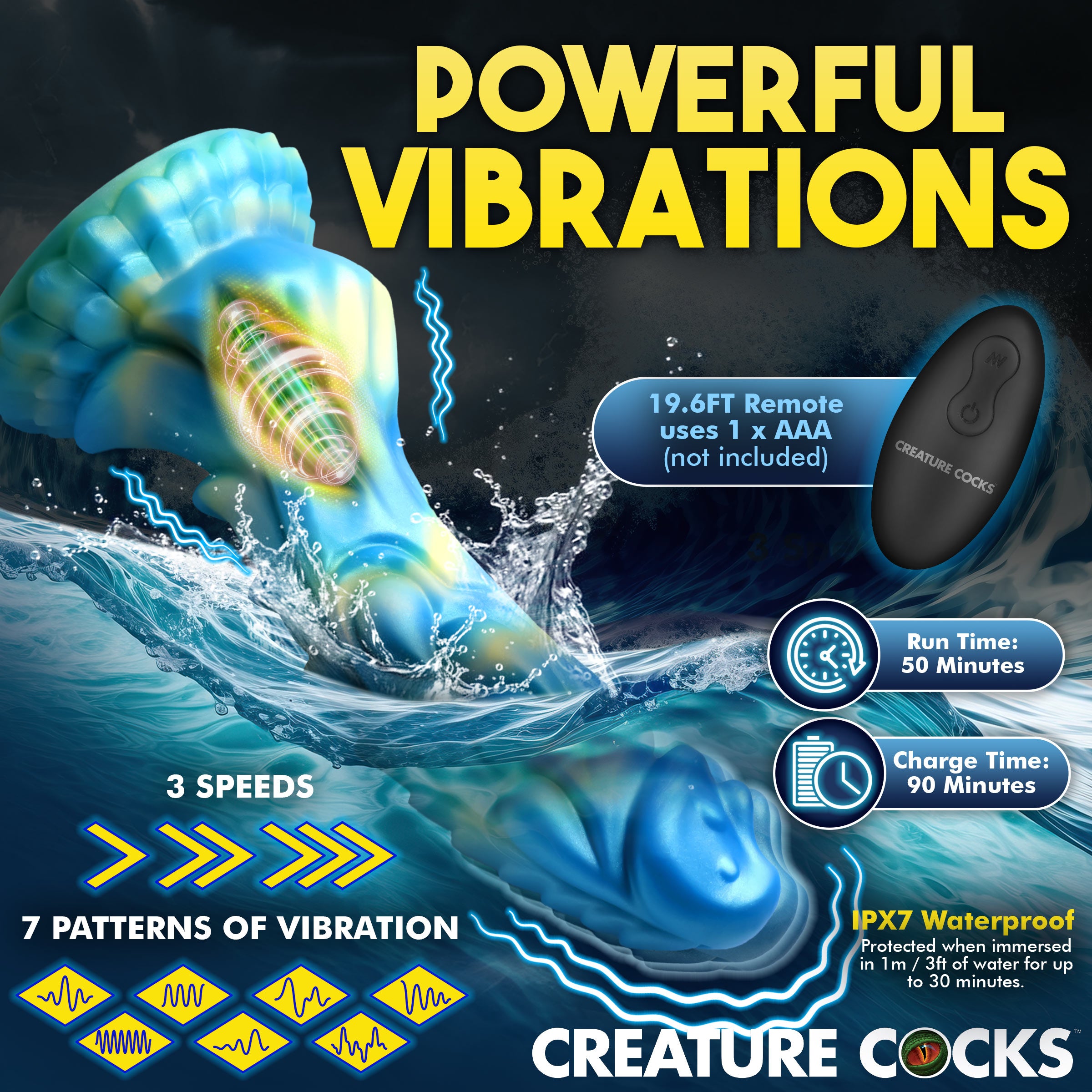 Creature Cocks Sea Stallion Vibrating Silicone Dildo with Remote Multi