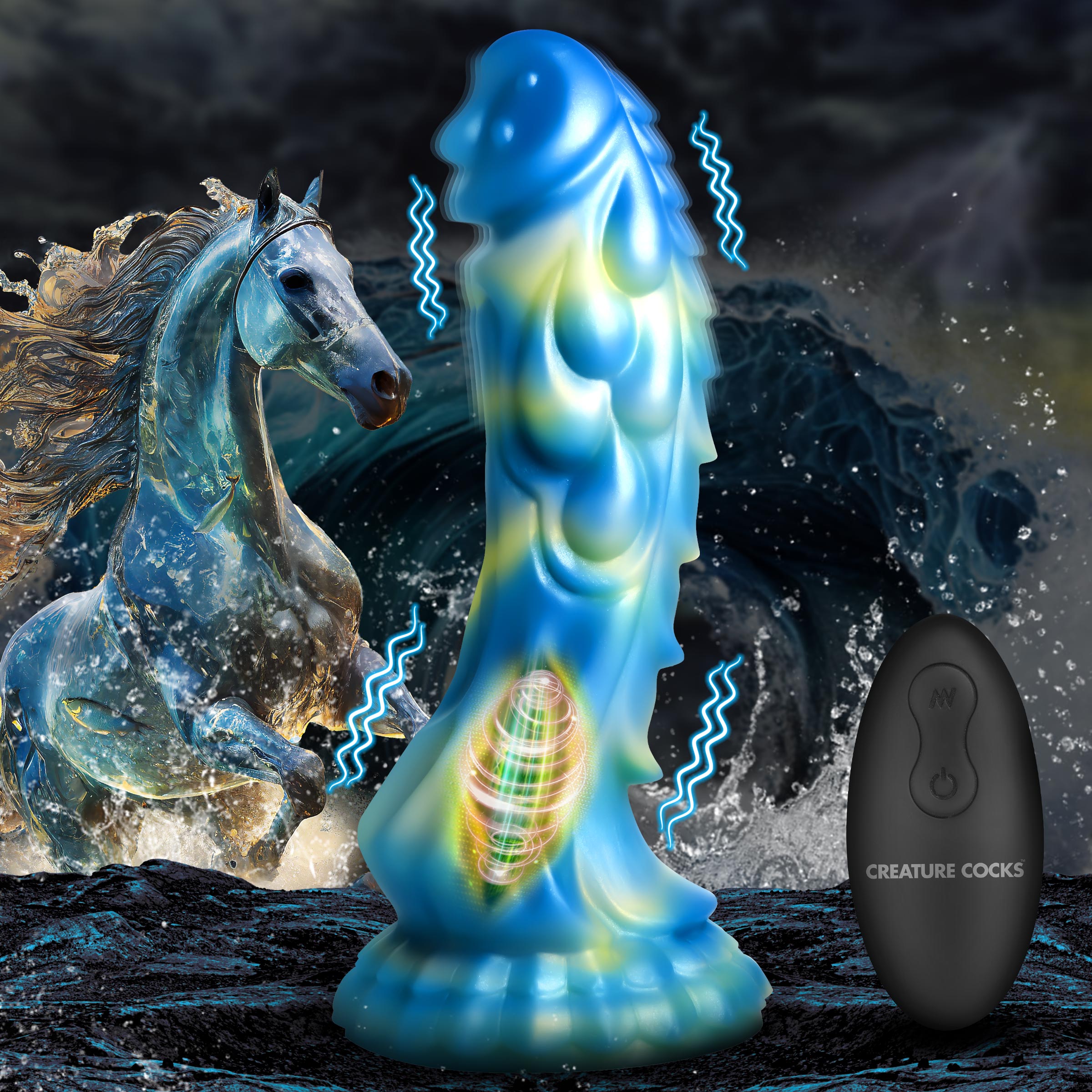 Creature Cocks Sea Stallion Vibrating Silicone Dildo with Remote Multi