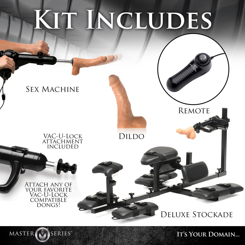 Master Series Subversion Deluxe Stockade with Sex Machine Black