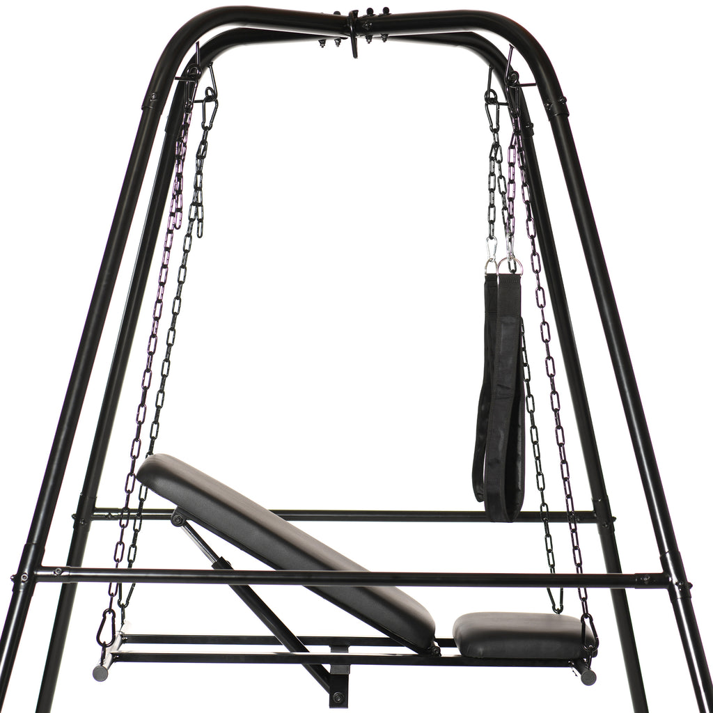 Master Series Throne Adjustable Sex Swing with Stand Black