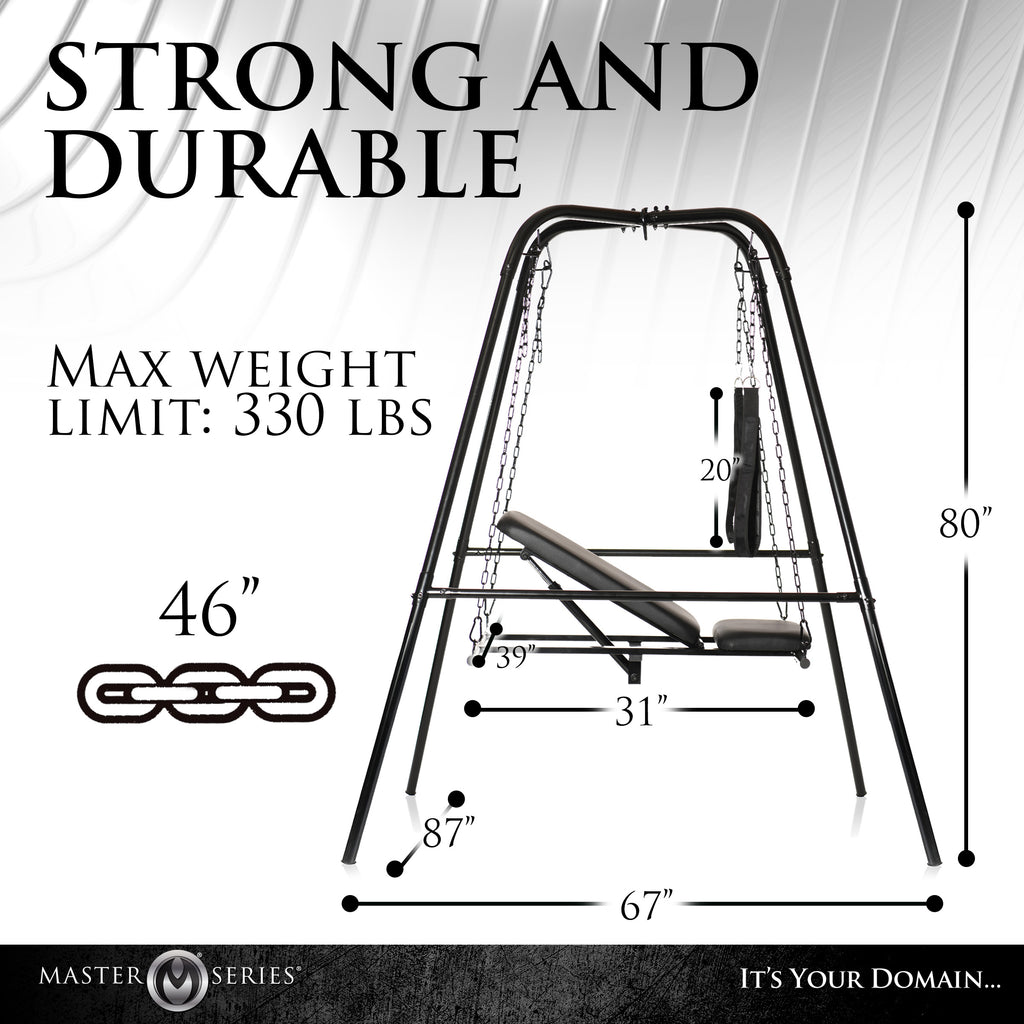 Master Series Throne Adjustable Sex Swing with Stand Black