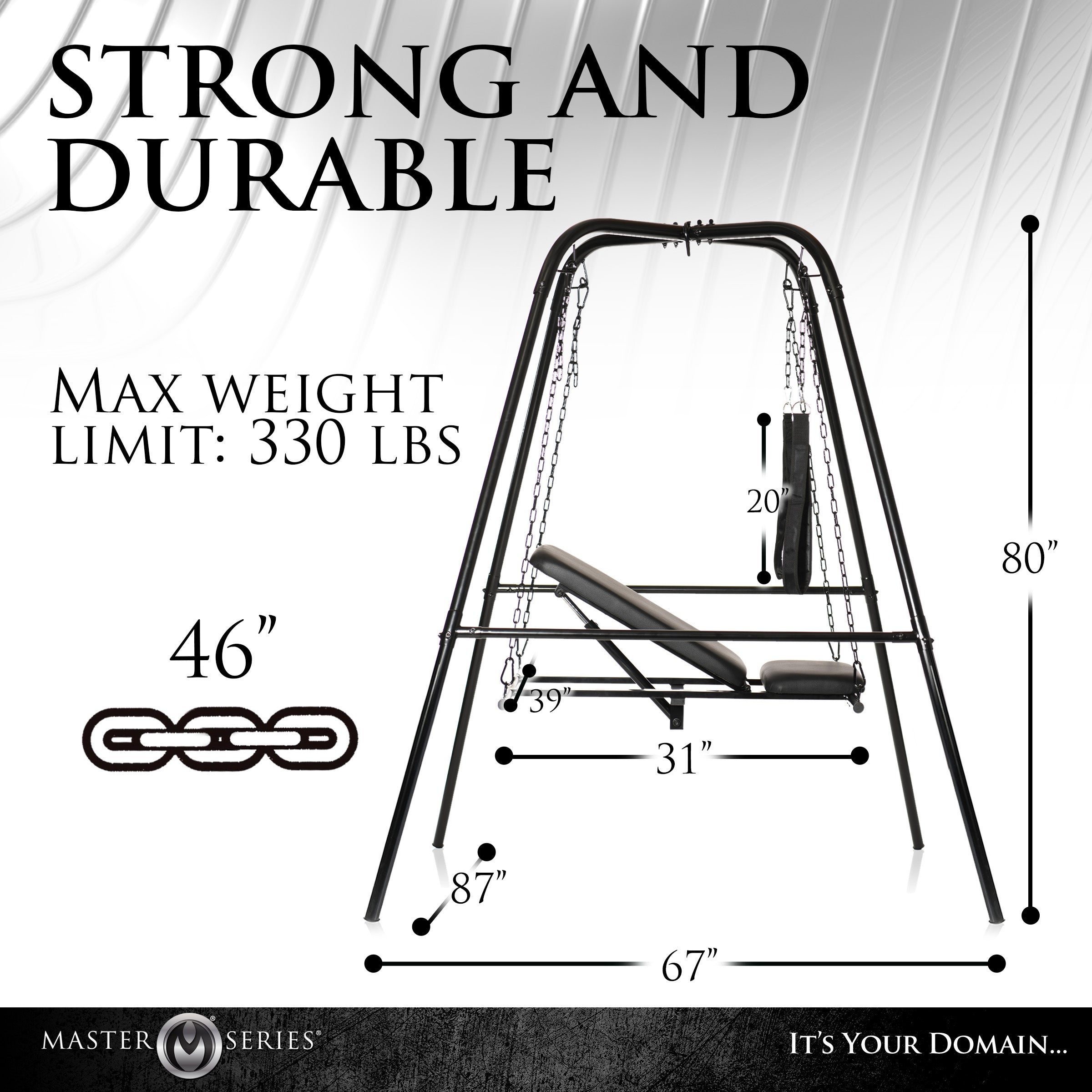 Master Series Throne Adjustable Sex Swing with Stand Black
