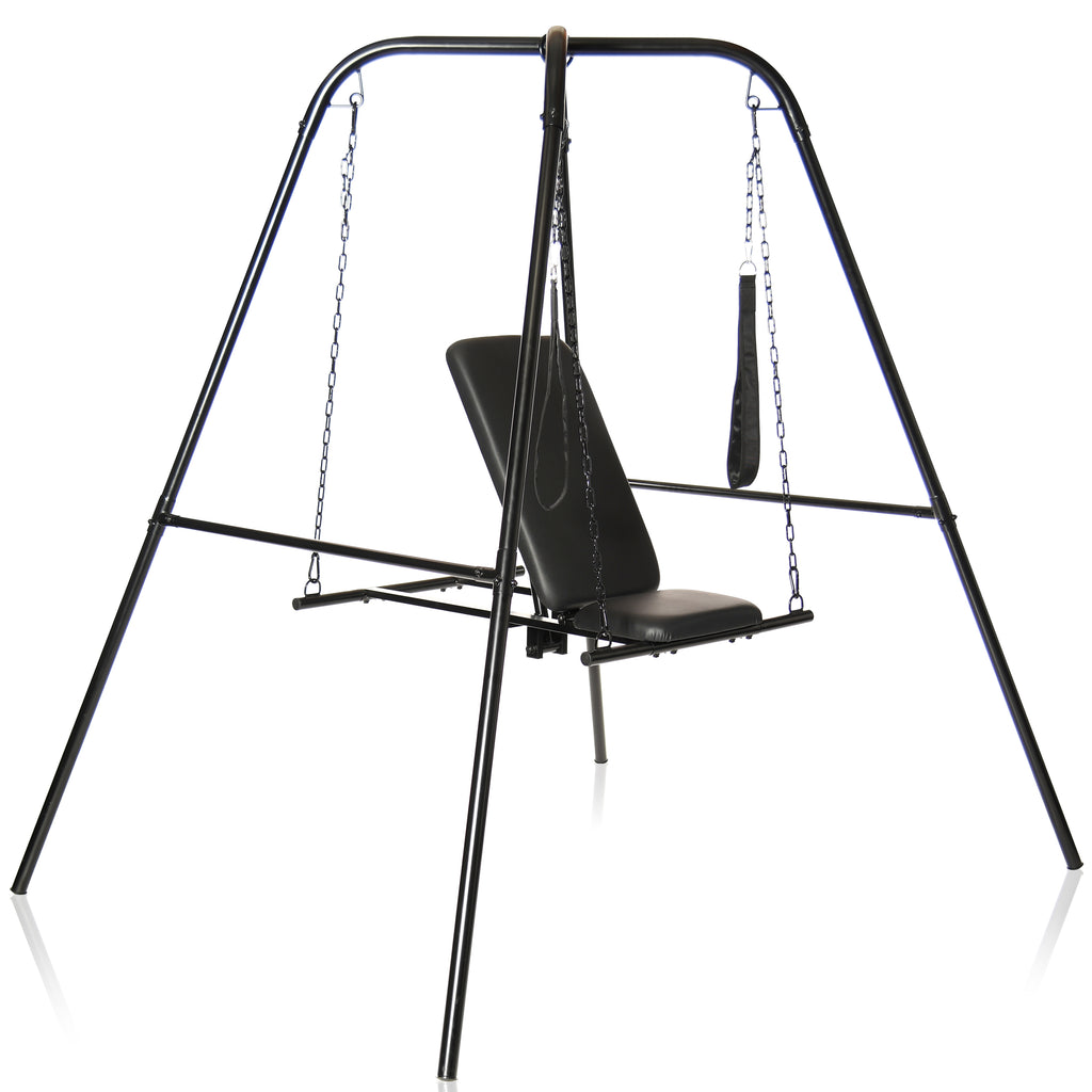 Master Series Throne Adjustable Sex Swing with Stand Black