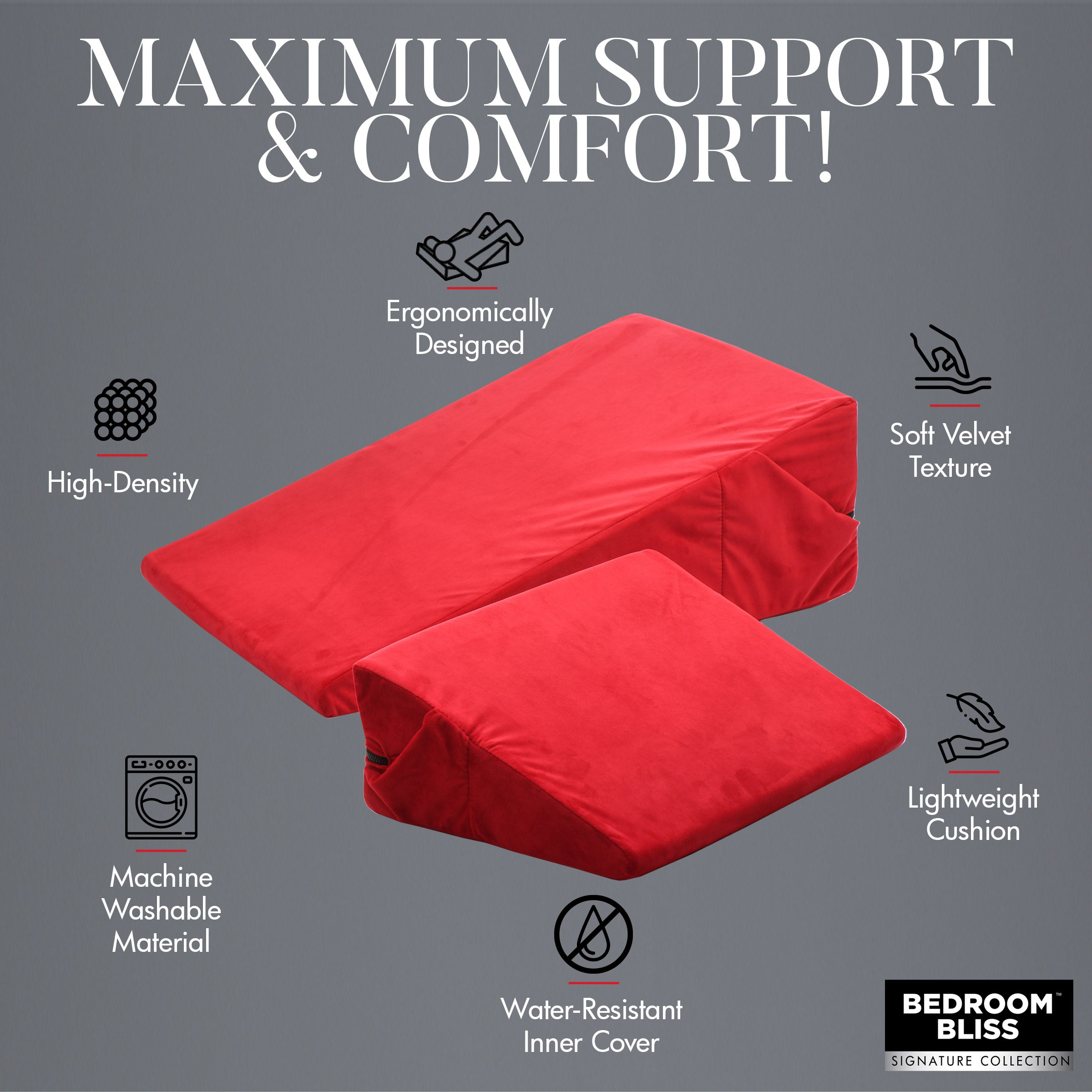Bedroom Bliss Signature Collection Love Cushion Set Red