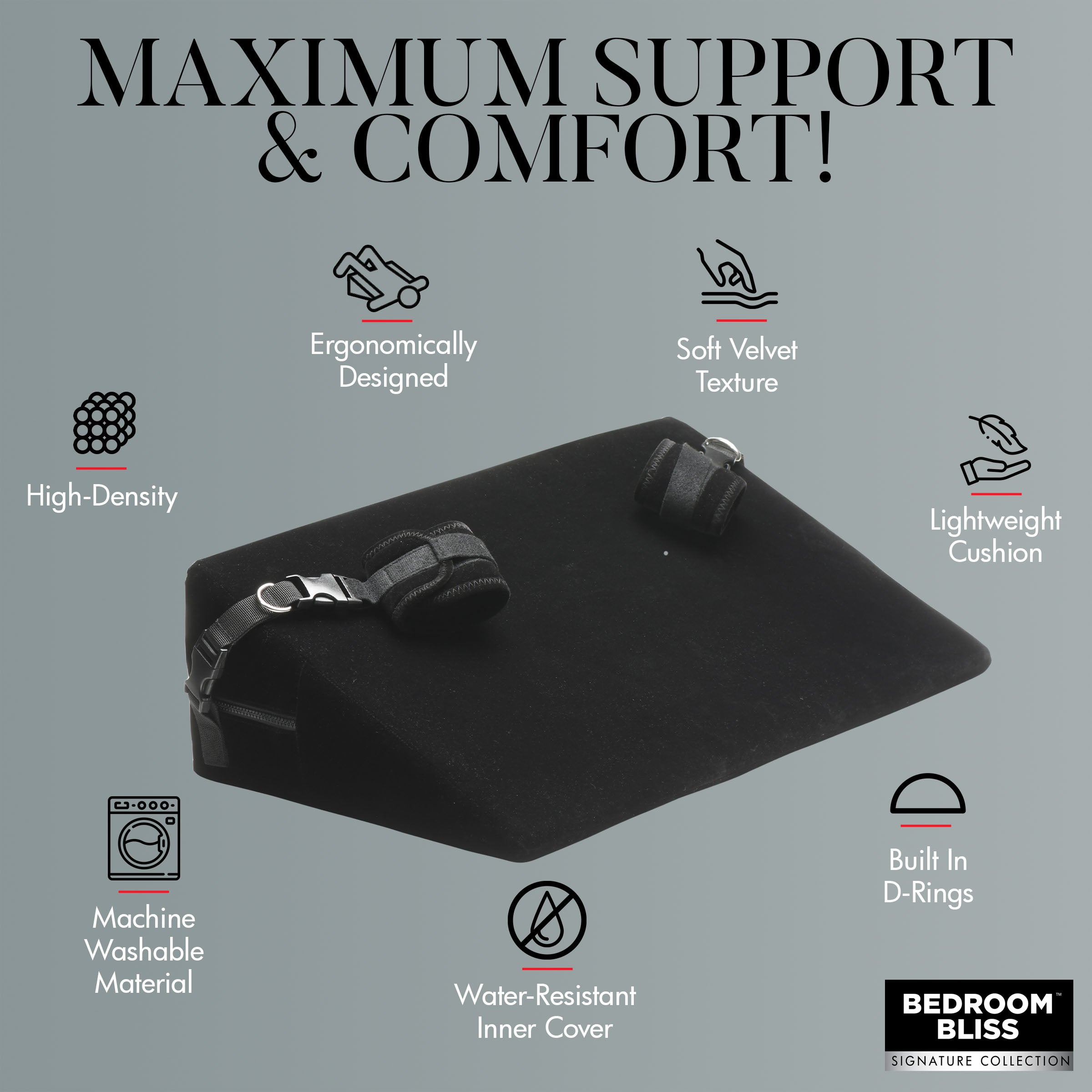 Bedroom Bliss Signature Collection Small Bondage Cushion Black