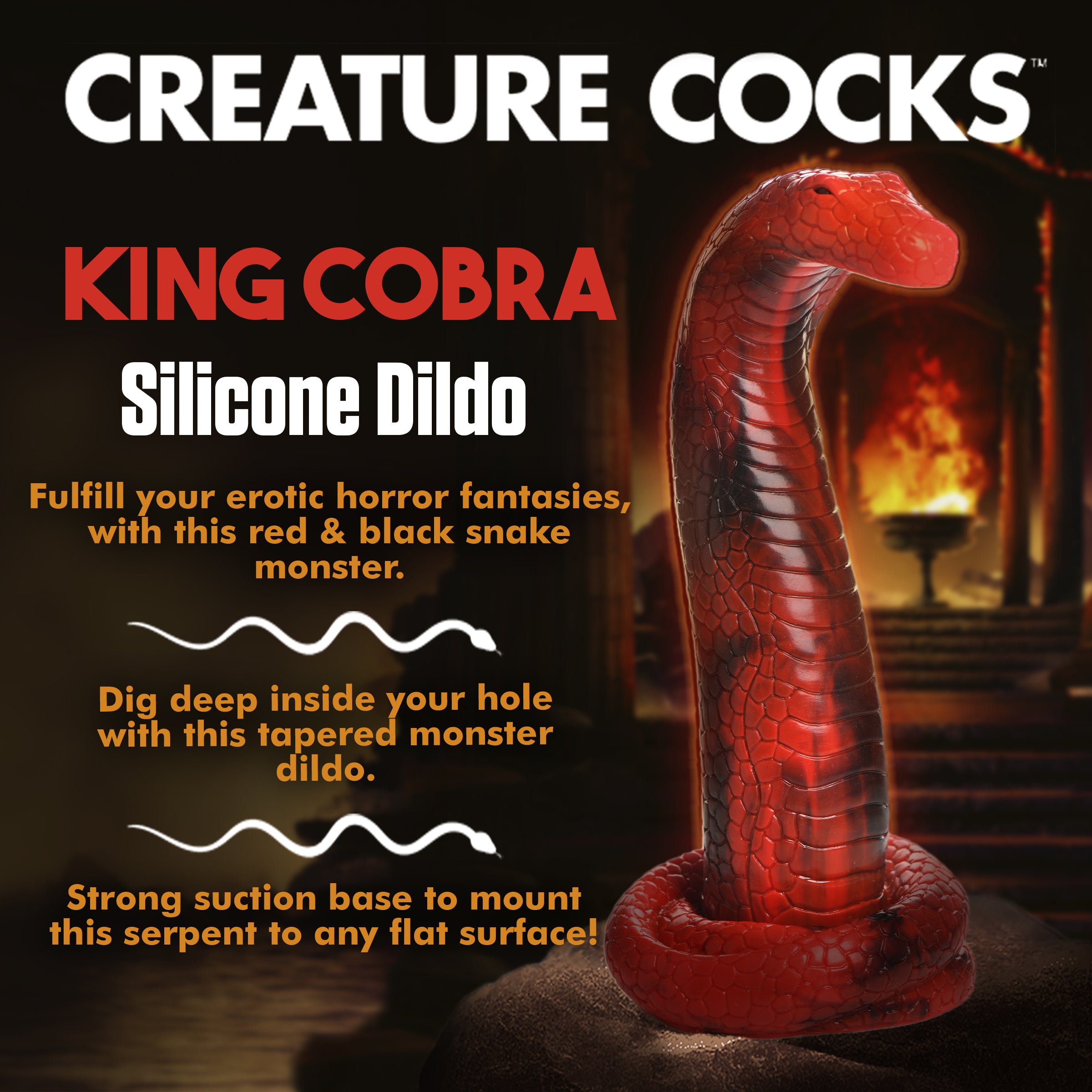 Creature Cocks King Cobra Silicone Dildo Red