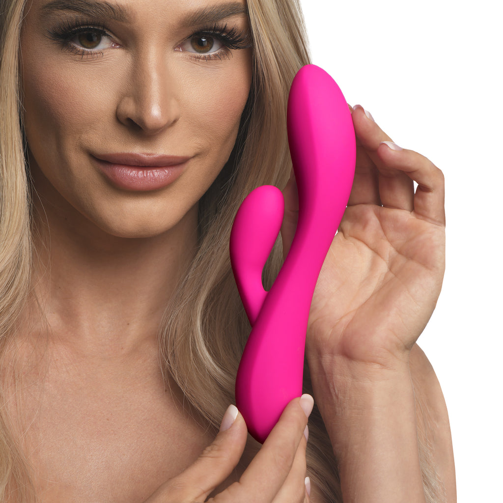 Bang! 10X Flexible Silicone Rabbit Vibrator - Pink Pink
