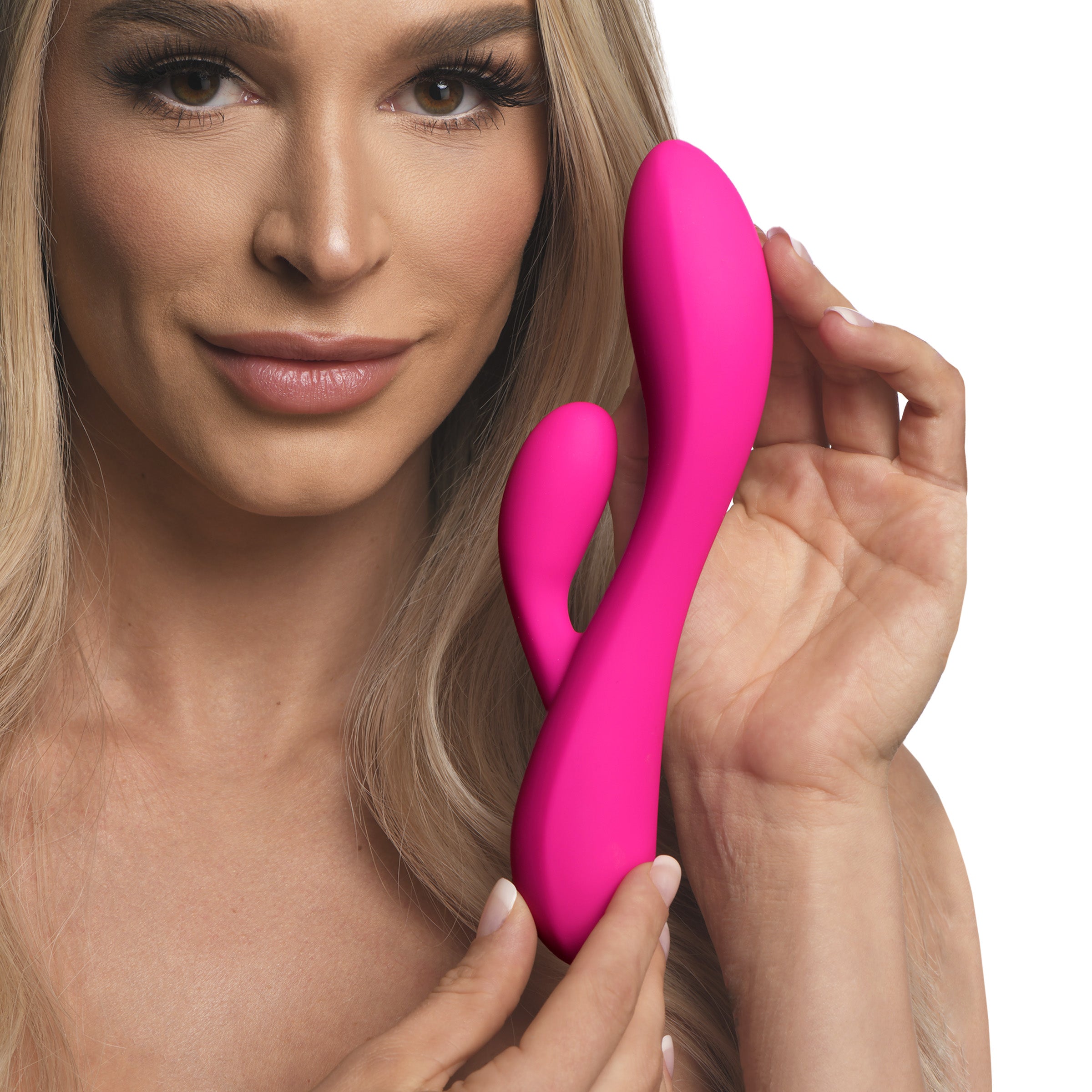 Bang! 10X Flexible Silicone Rabbit Vibrator - Pink Pink