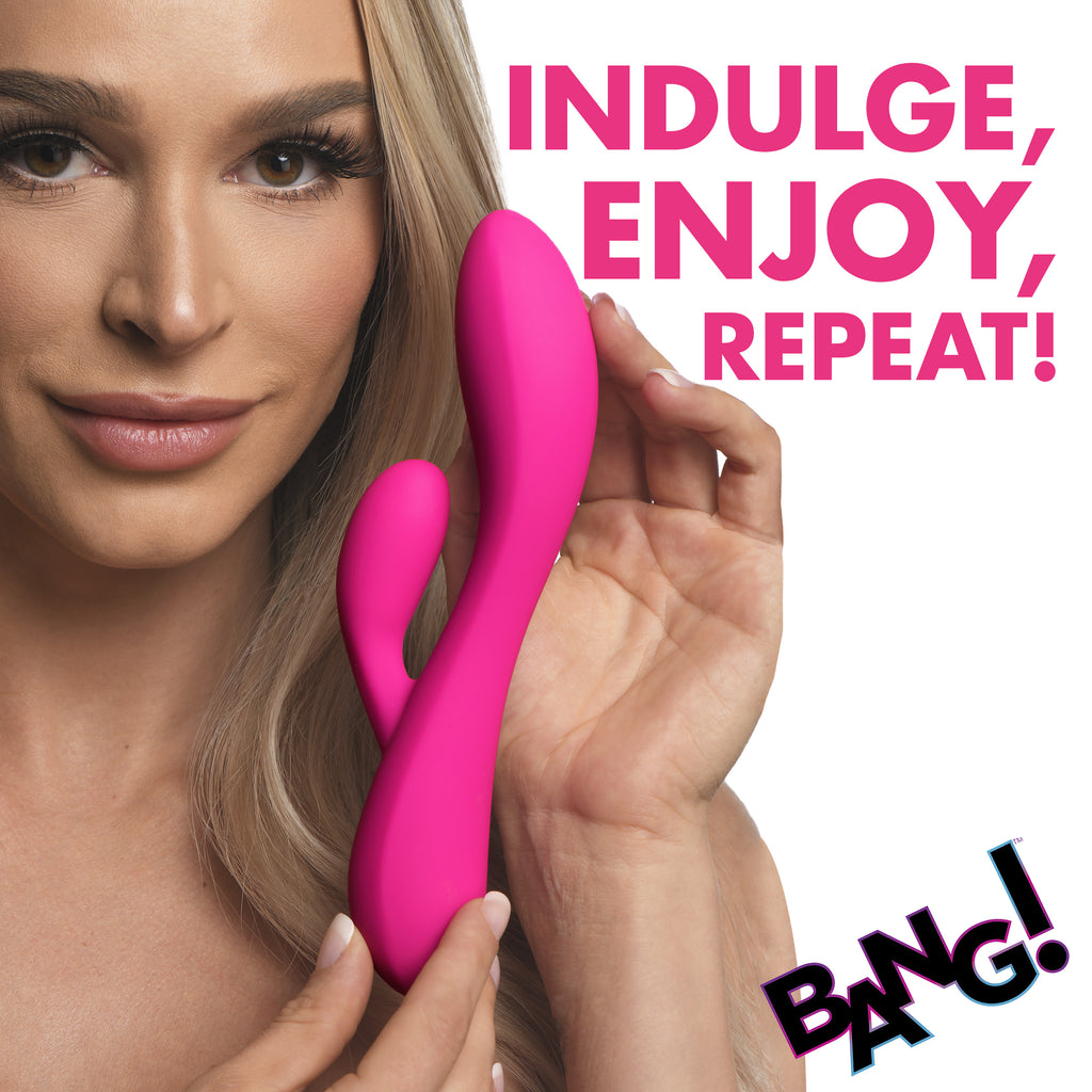 Bang! 10X Flexible Silicone Rabbit Vibrator - Pink Pink