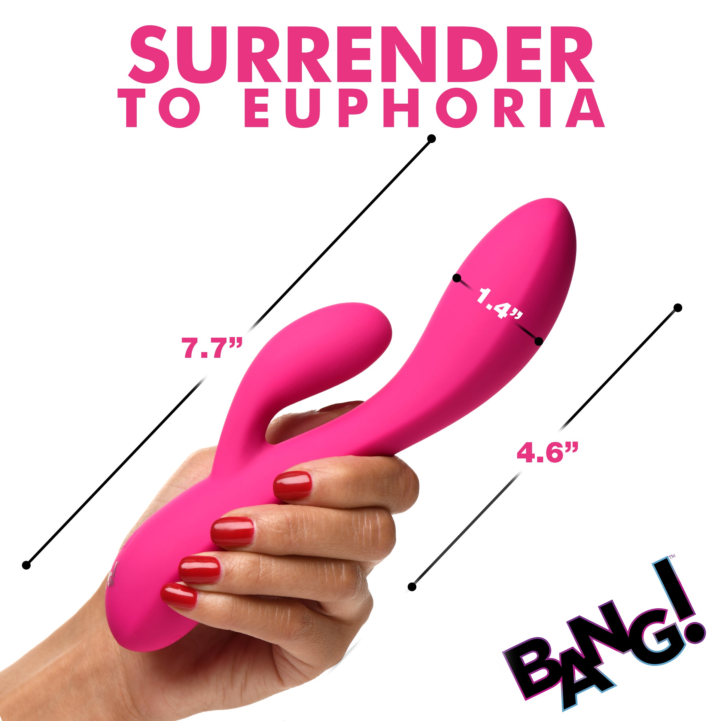 Bang! 10X Flexible Silicone Rabbit Vibrator - Pink Pink