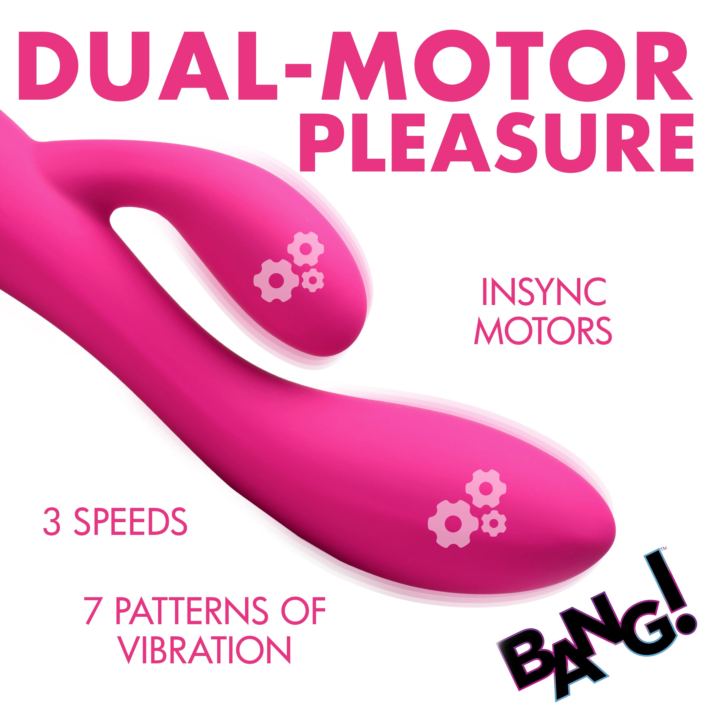 Bang! 10X Flexible Silicone Rabbit Vibrator - Pink Pink