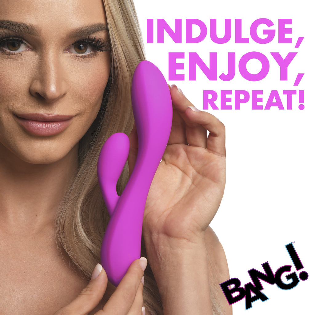 Bang! 10X Flexible Silicone Rabbit Vibrator - Pink Purple
