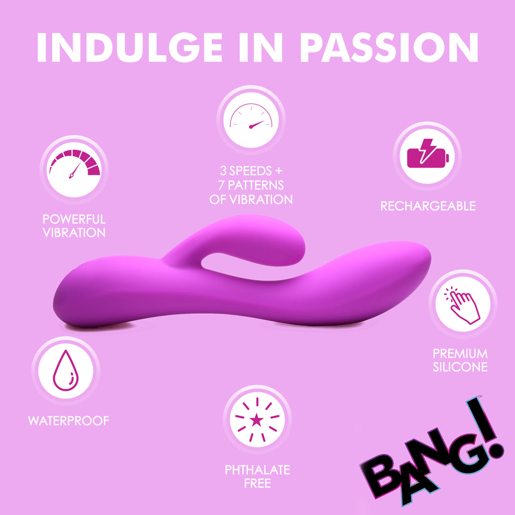 Bang! 10X Flexible Silicone Rabbit Vibrator - Pink Purple