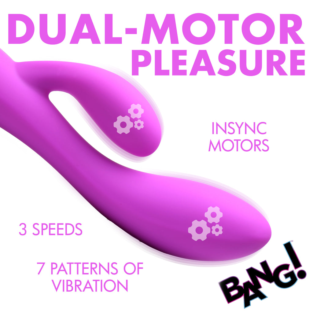 Bang! 10X Flexible Silicone Rabbit Vibrator - Pink Purple