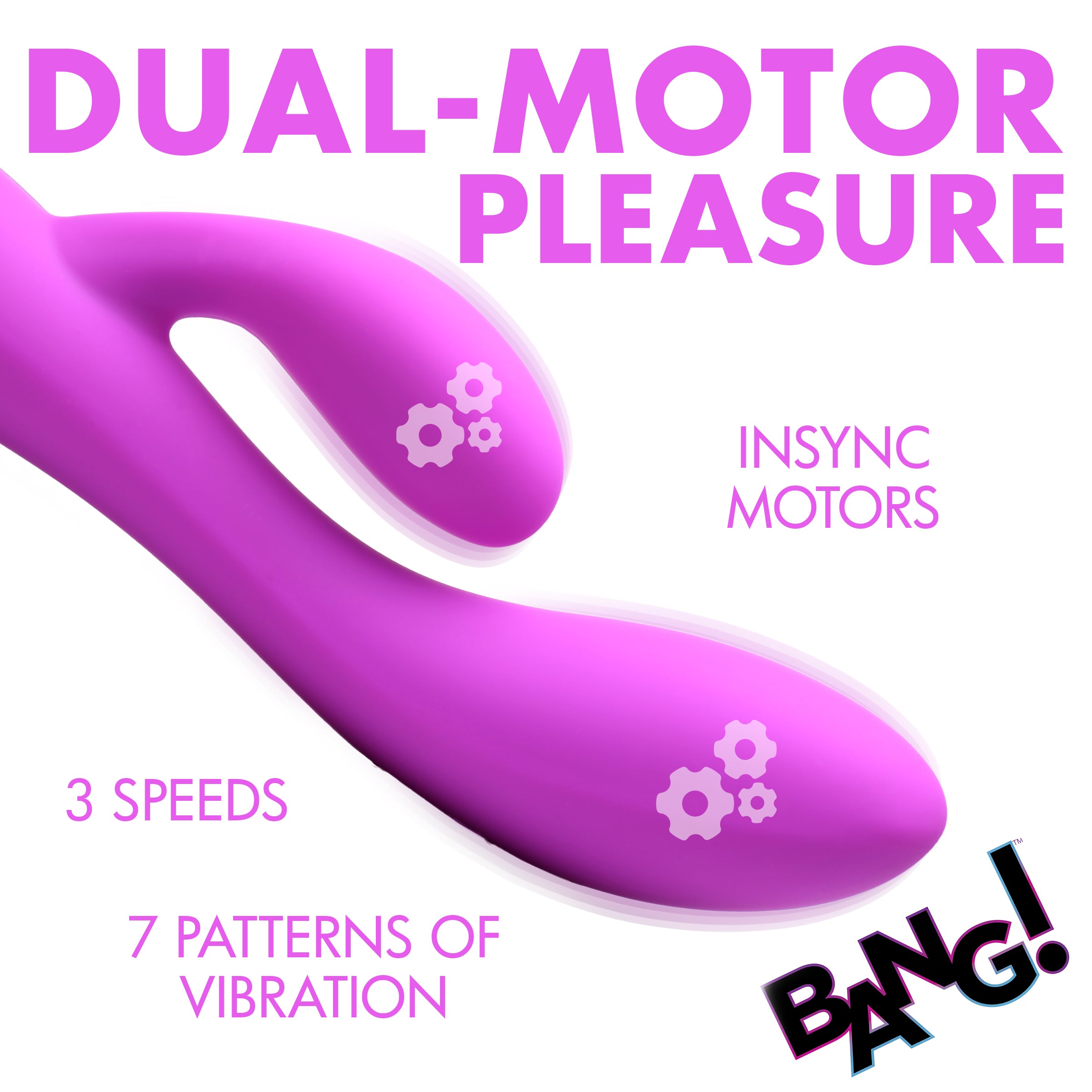 Bang! 10X Flexible Silicone Rabbit Vibrator - Pink Purple