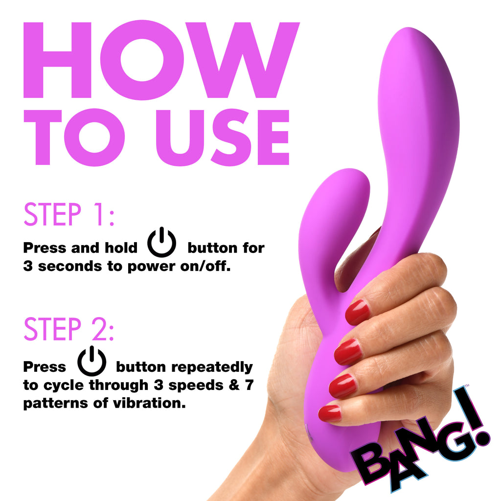 Bang! 10X Flexible Silicone Rabbit Vibrator - Pink Purple