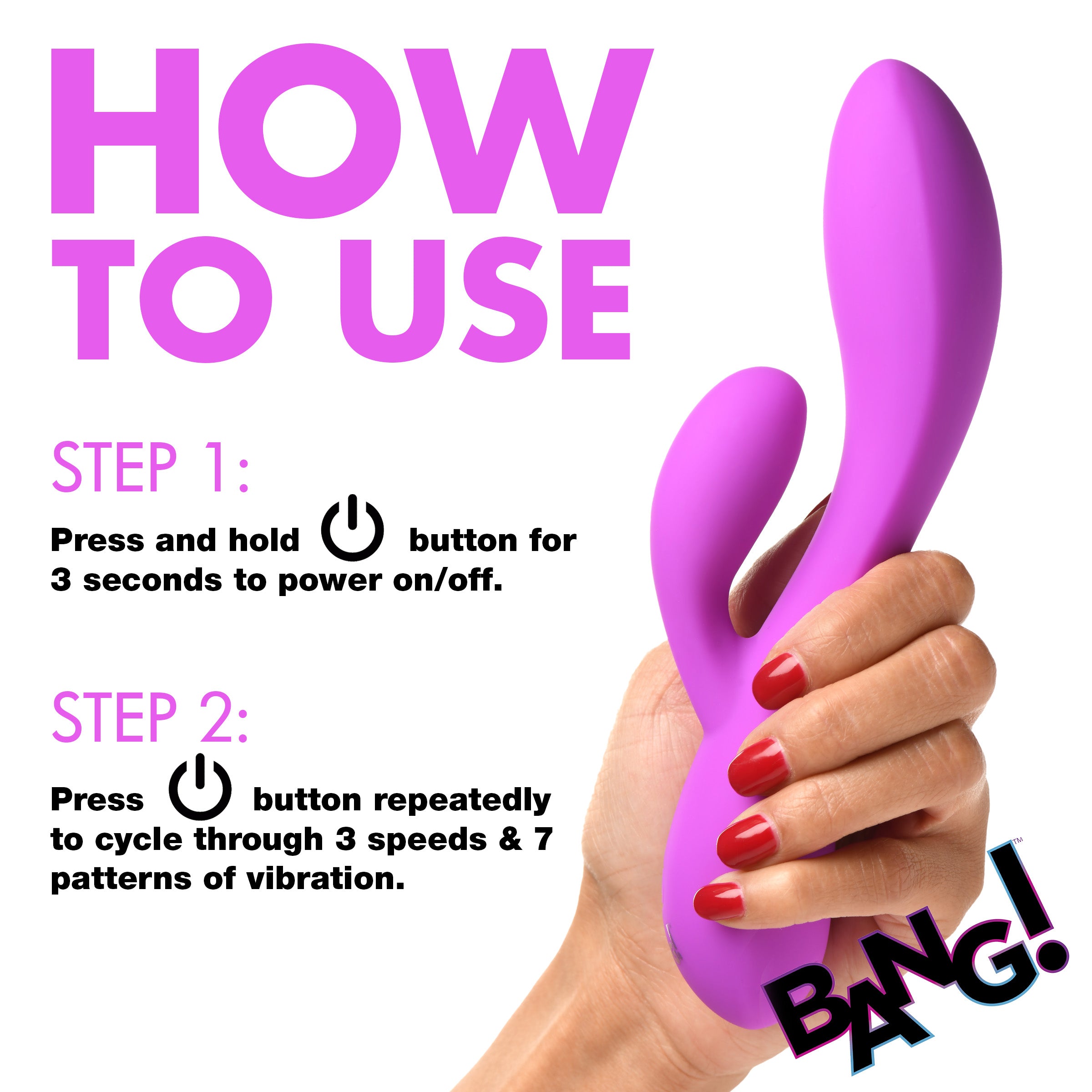Bang! 10X Flexible Silicone Rabbit Vibrator - Pink Purple