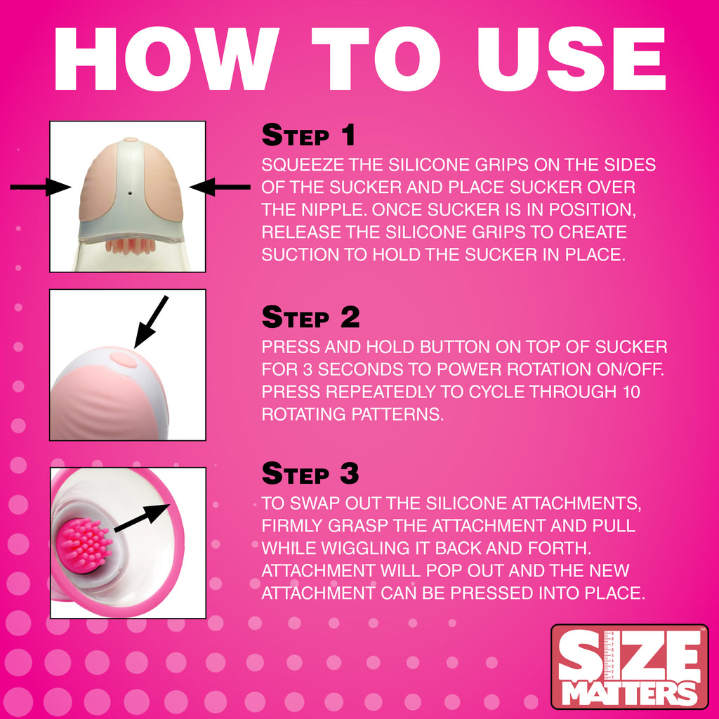 Size Matters 10X Rotating Nipple Suckers Pink