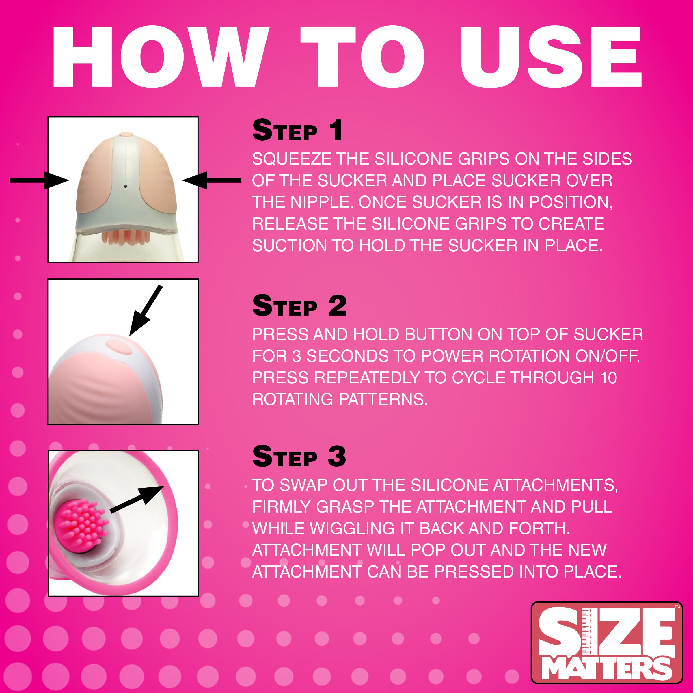 Size Matters 10X Rotating Nipple Suckers Pink