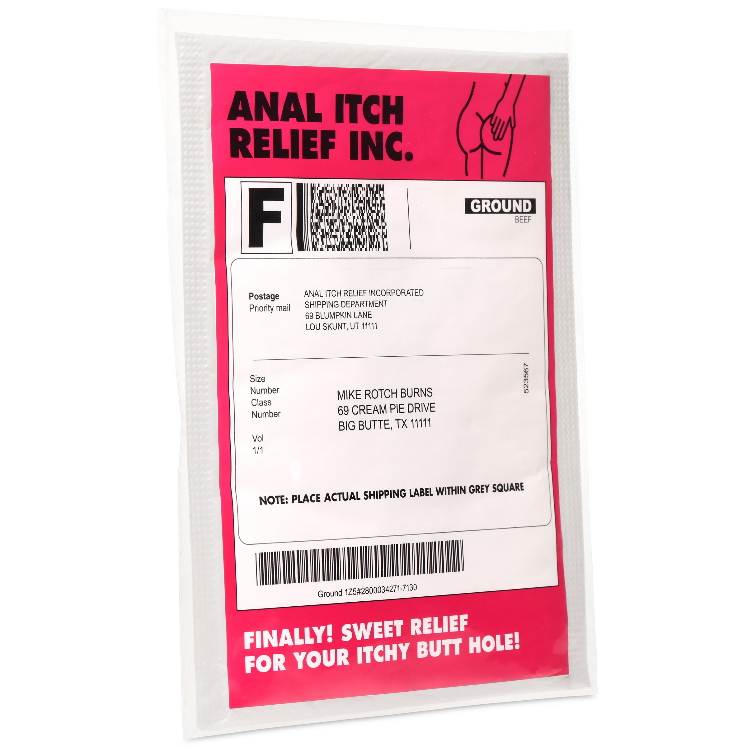 Frisky Anal Itch Relief Joke Gift White