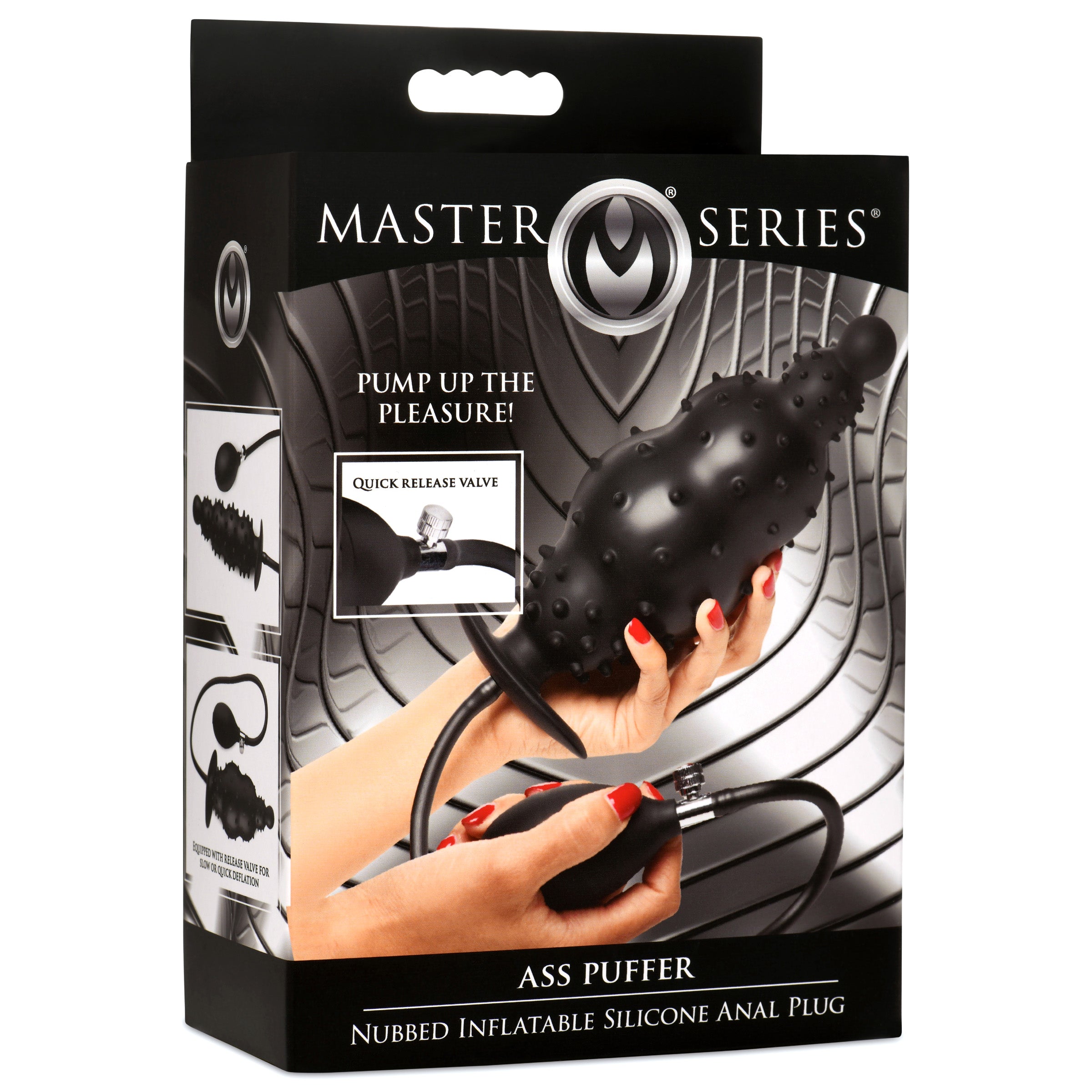 Master Series Ass Puffer Nubbed Inflatable Silicone Anal Plug Black