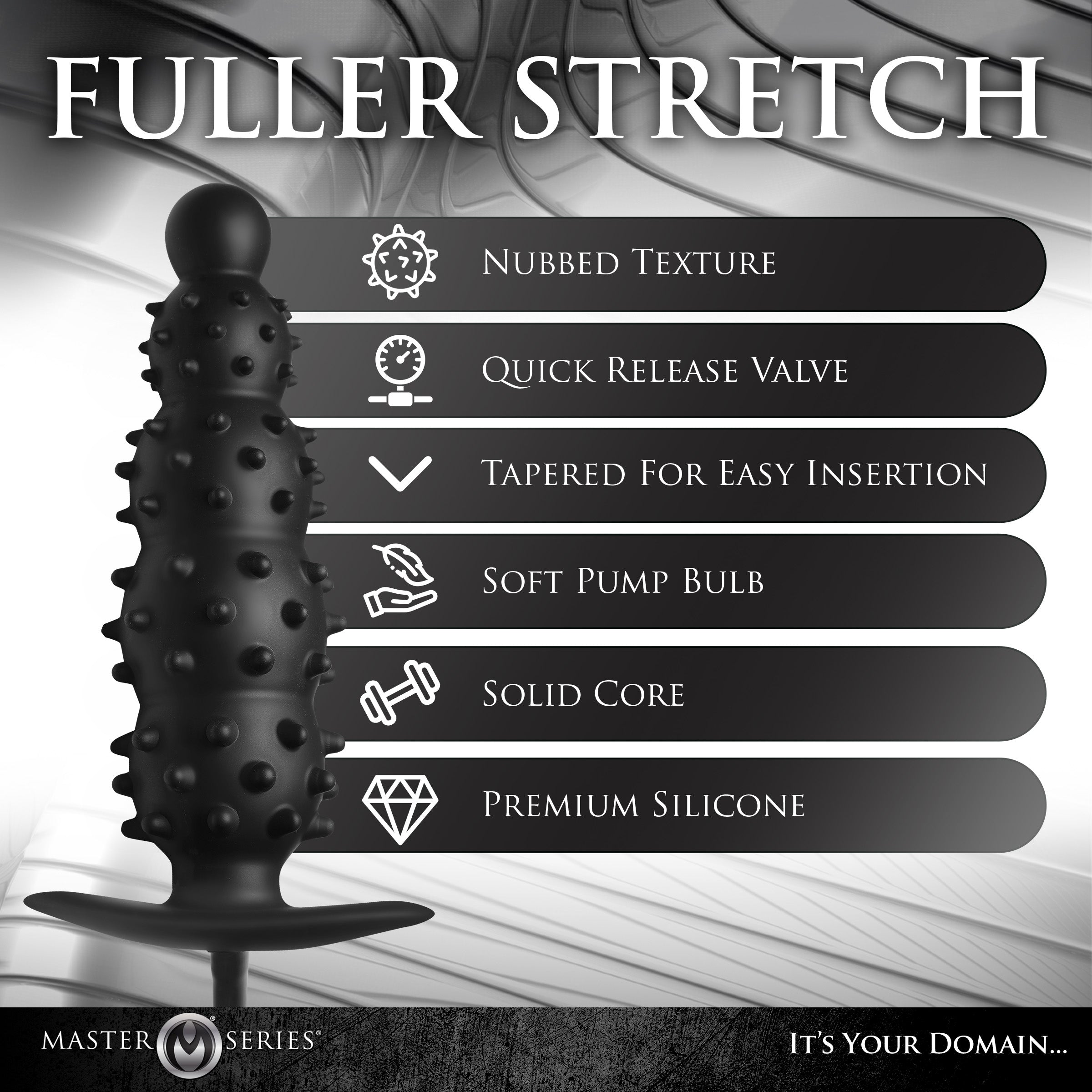 Master Series Ass Puffer Nubbed Inflatable Silicone Anal Plug Black
