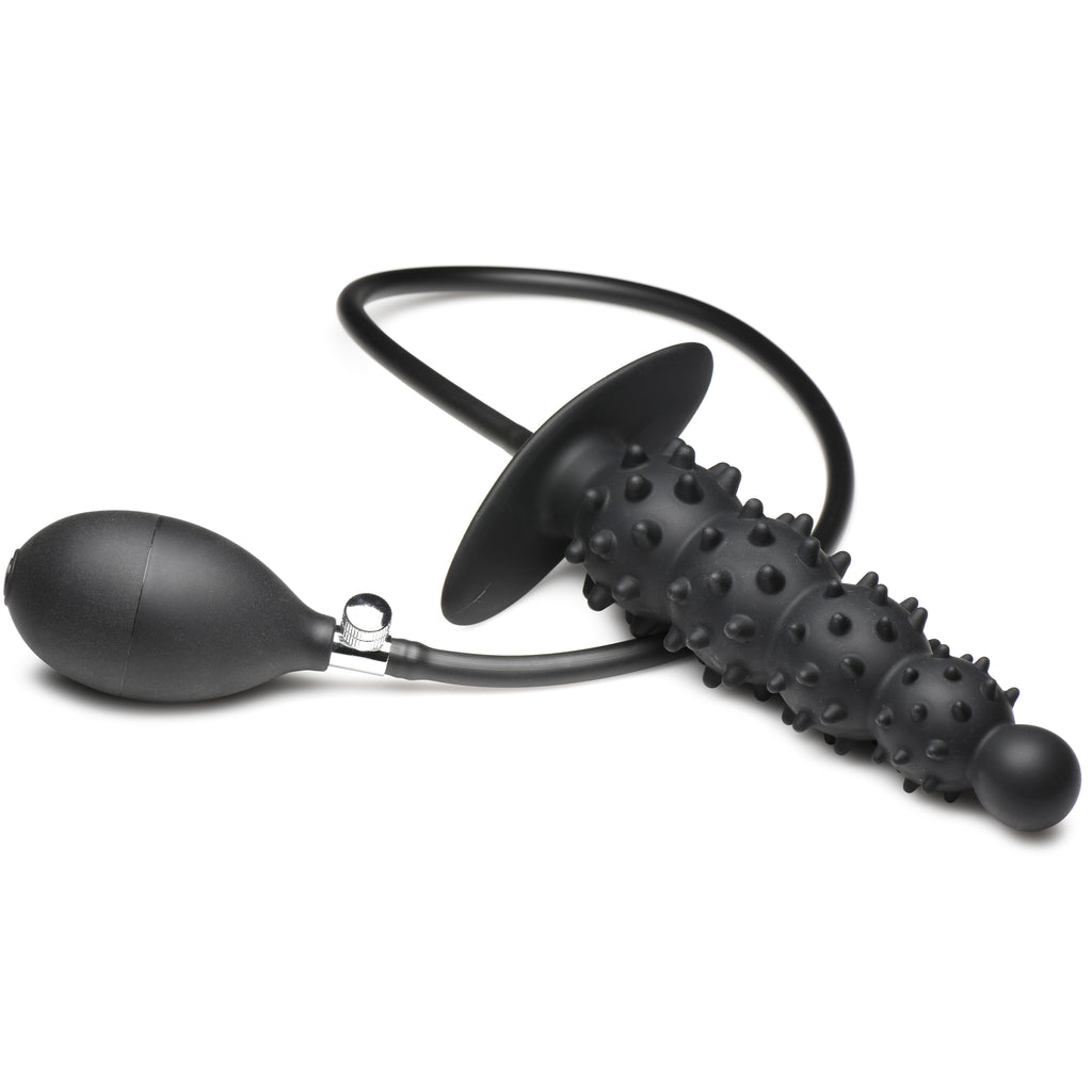 Master Series Ass Puffer Nubbed Inflatable Silicone Anal Plug Black