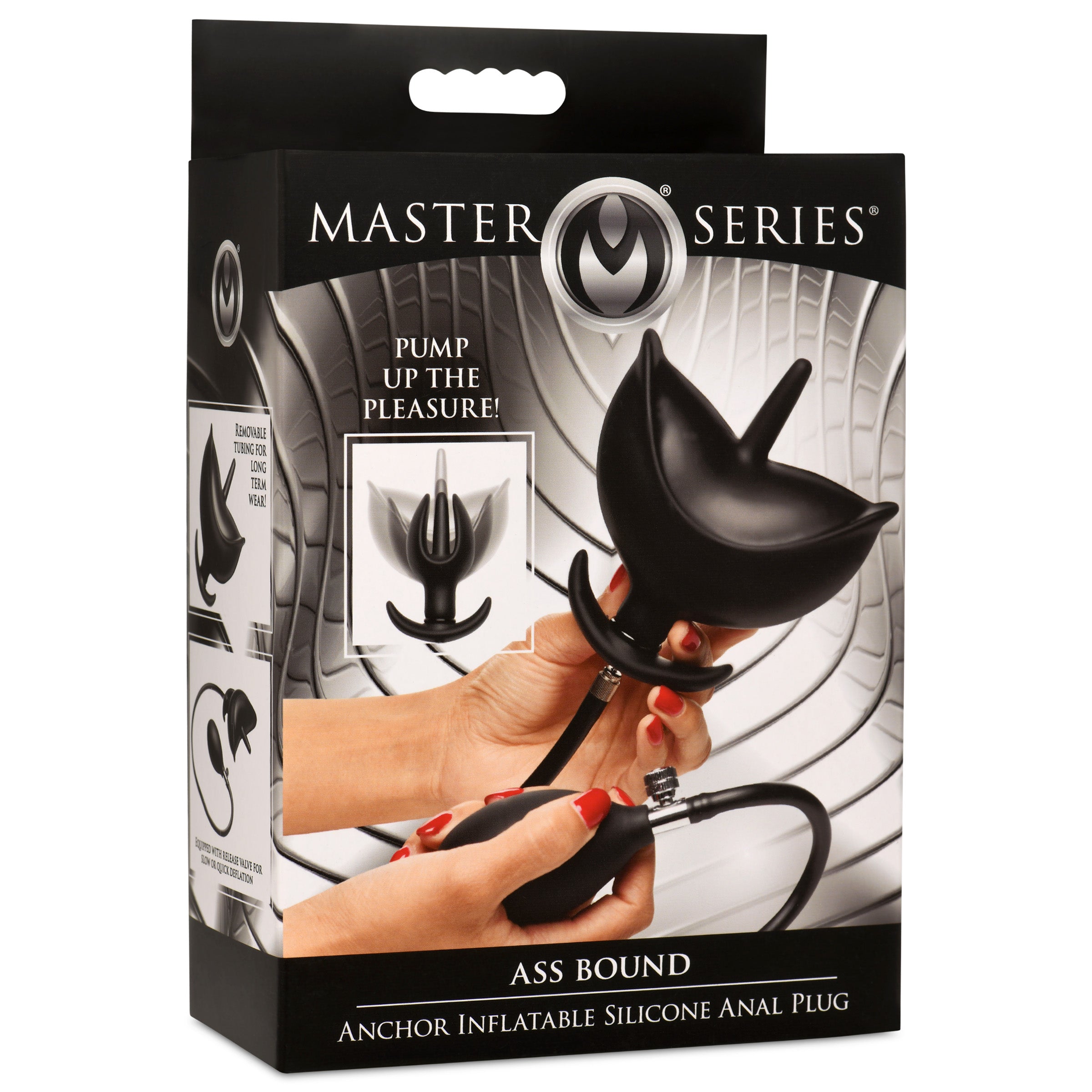 Master Series Ass Bound Anchor Inflatable Silicone Anal Plug Black
