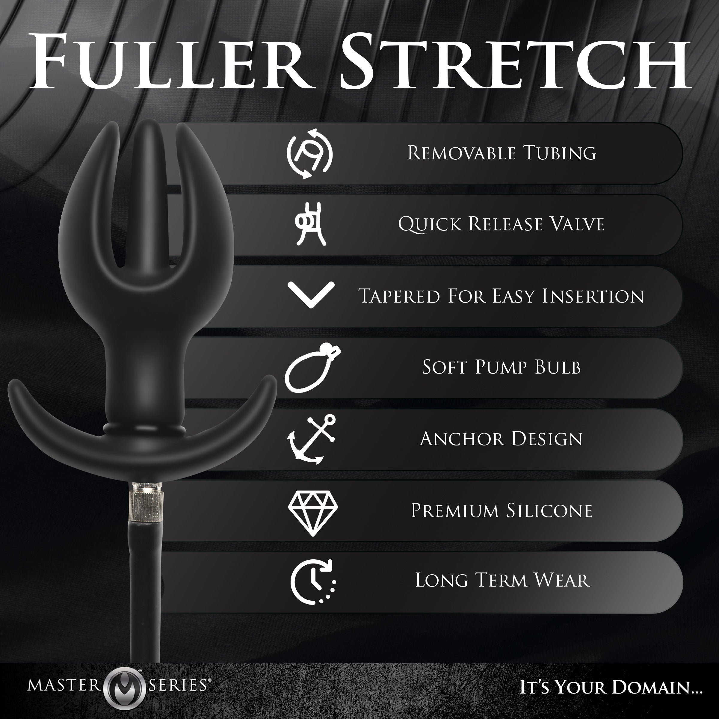 Master Series Ass Bound Anchor Inflatable Silicone Anal Plug Black