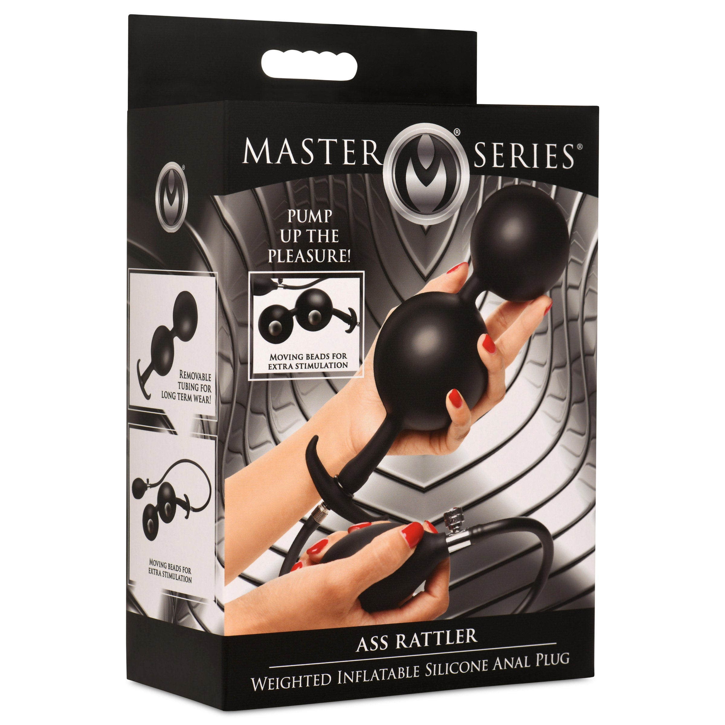 Master Series Ass Rattler Weighted Inflatable Silicone Anal Plug Black