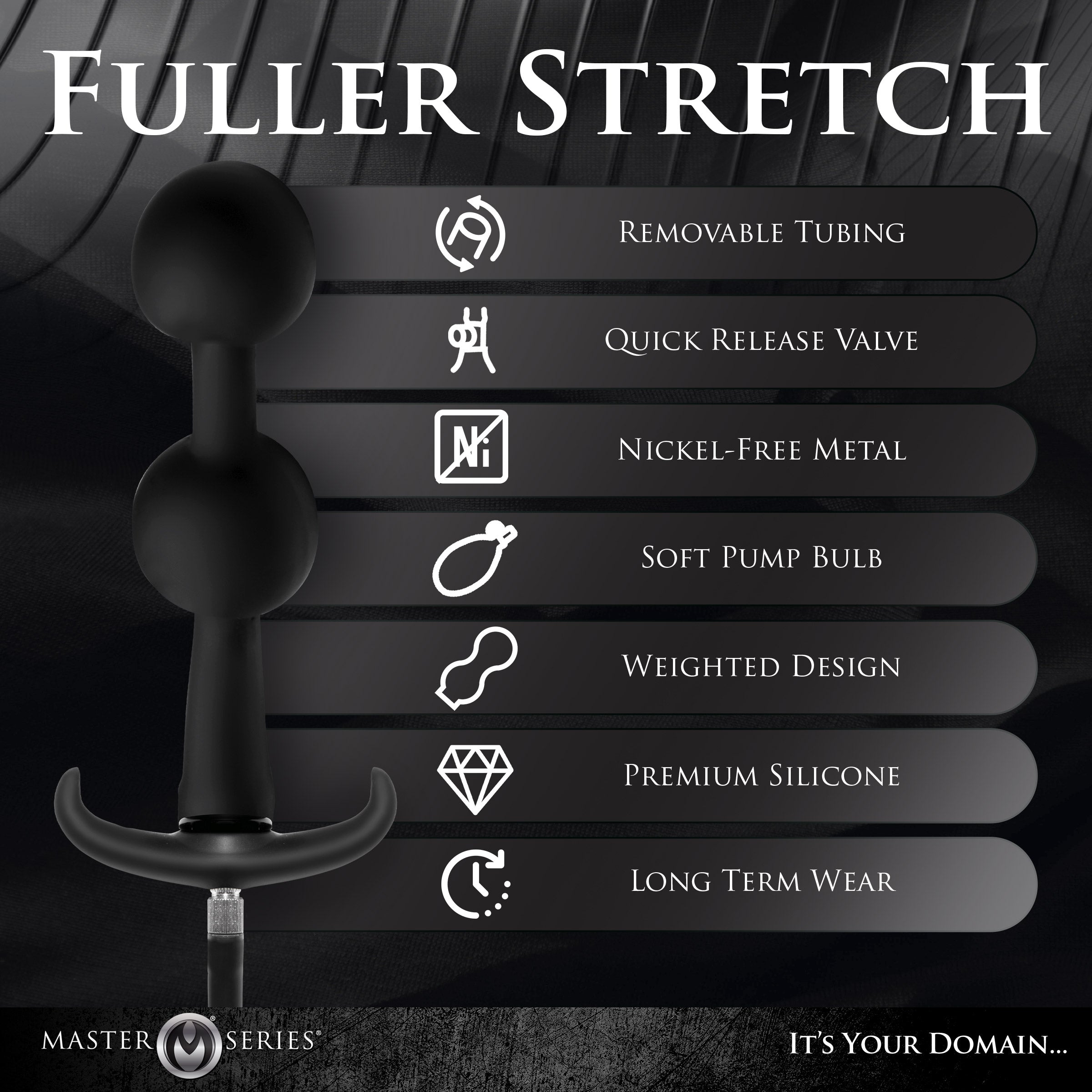 Master Series Ass Rattler Weighted Inflatable Silicone Anal Plug Black