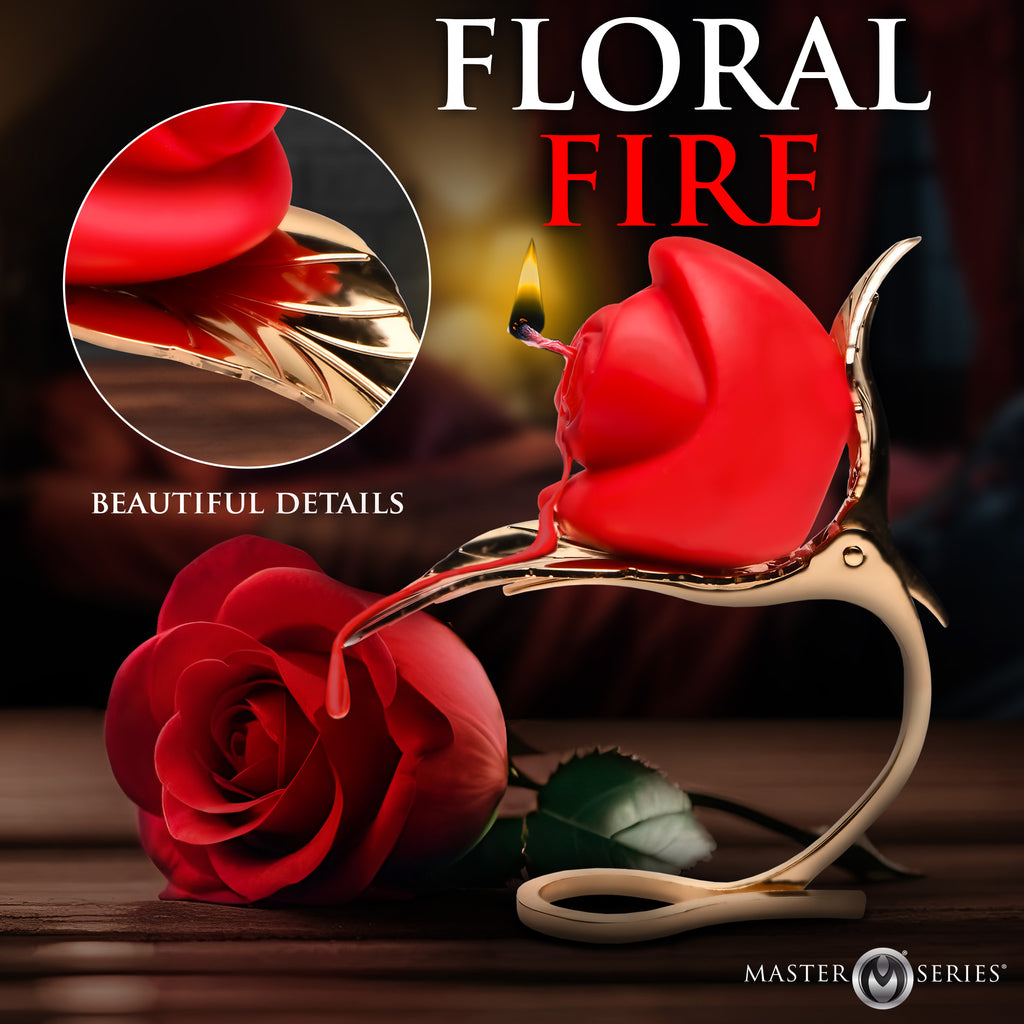 Master Series Burning Passion Rose Candle with Holder Red