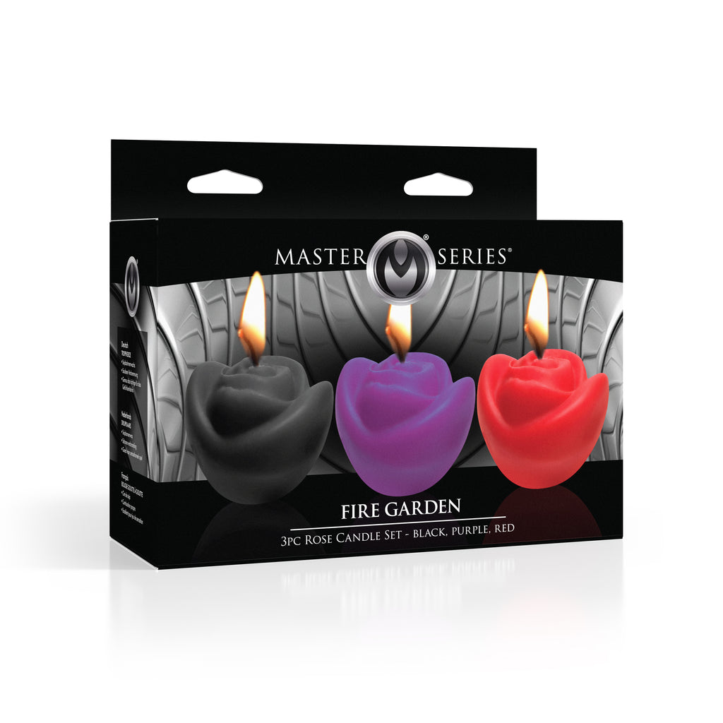 Master Series Fire Garden 3pc Rose Candle Set Multi