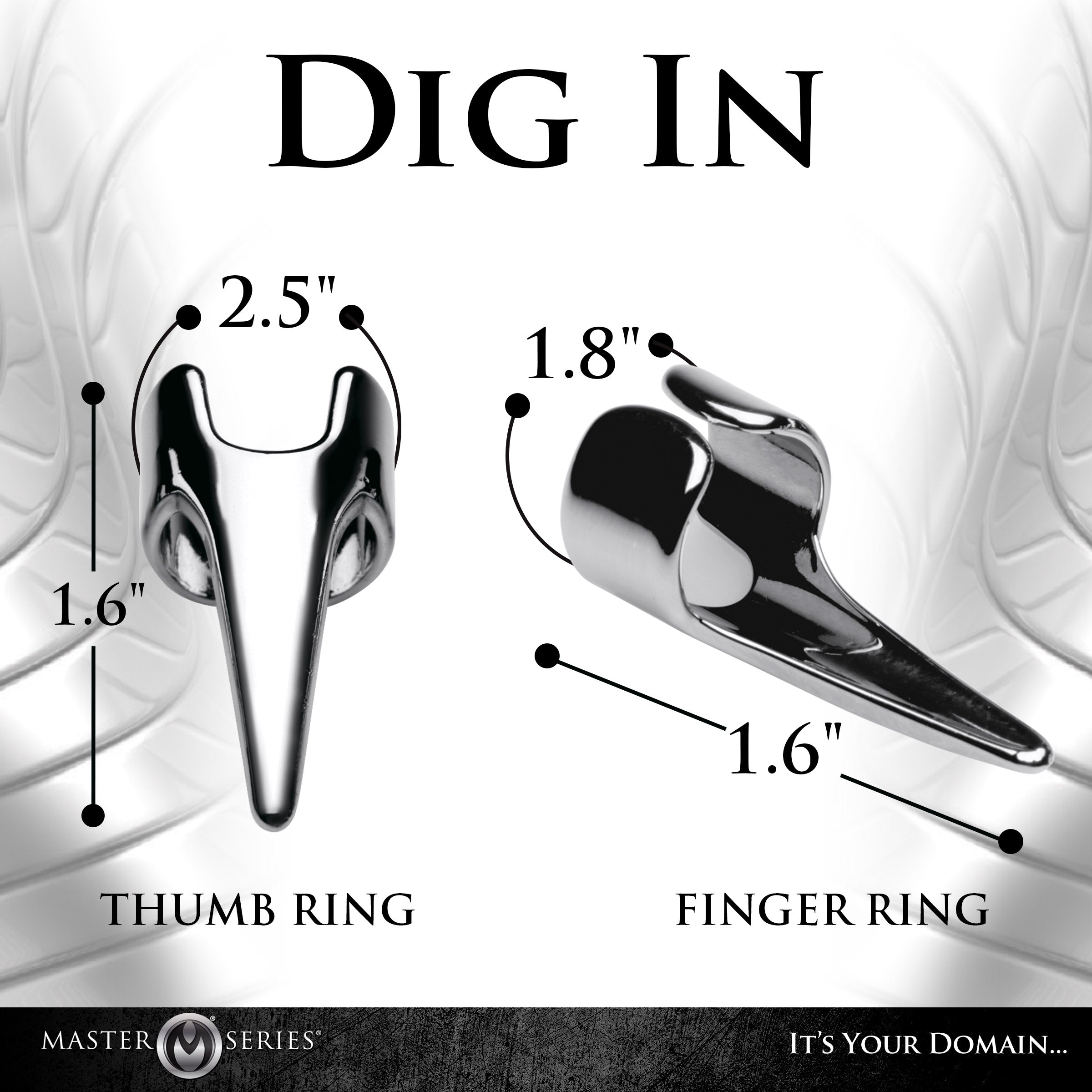 Master Series Clawed 5pc Sensation Play Rings Grey