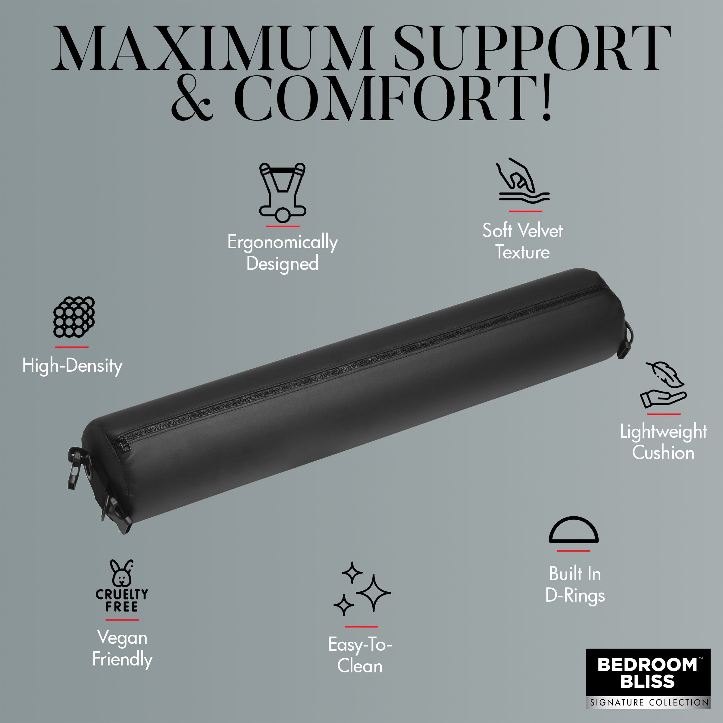 Bedroom Bliss Signature Collection Padded Spreader Bar with Restraints Black