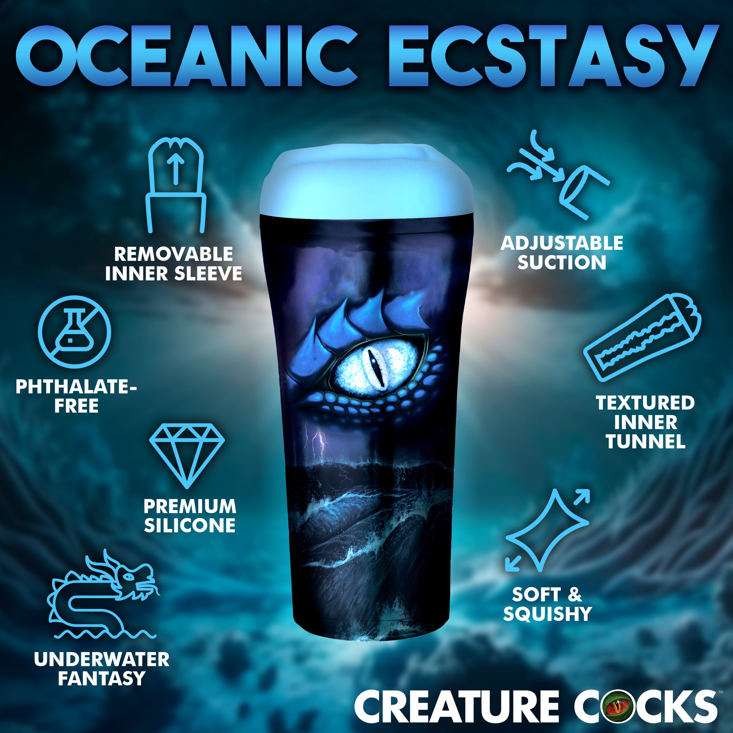 Creature Cocks Pussidon Sea Monster Stroker Blue