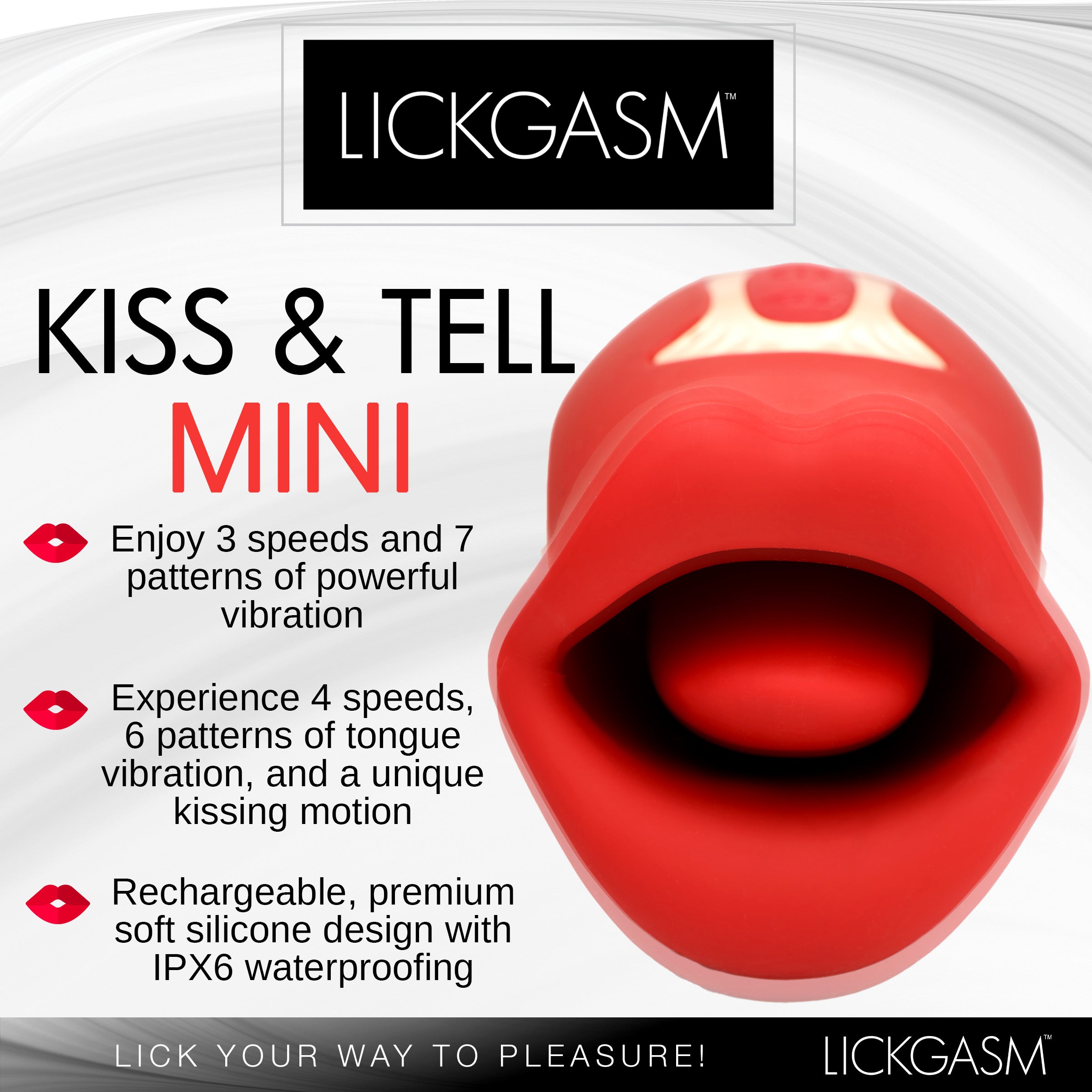 Lickgasm Kiss and Tell Mini Kissing and Vibrating Clitoral Stimulator Red