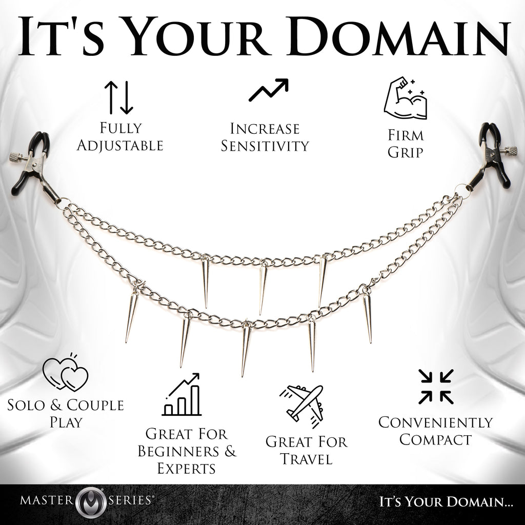 Master Series Daggers Double Chain Nipple Clamps Black